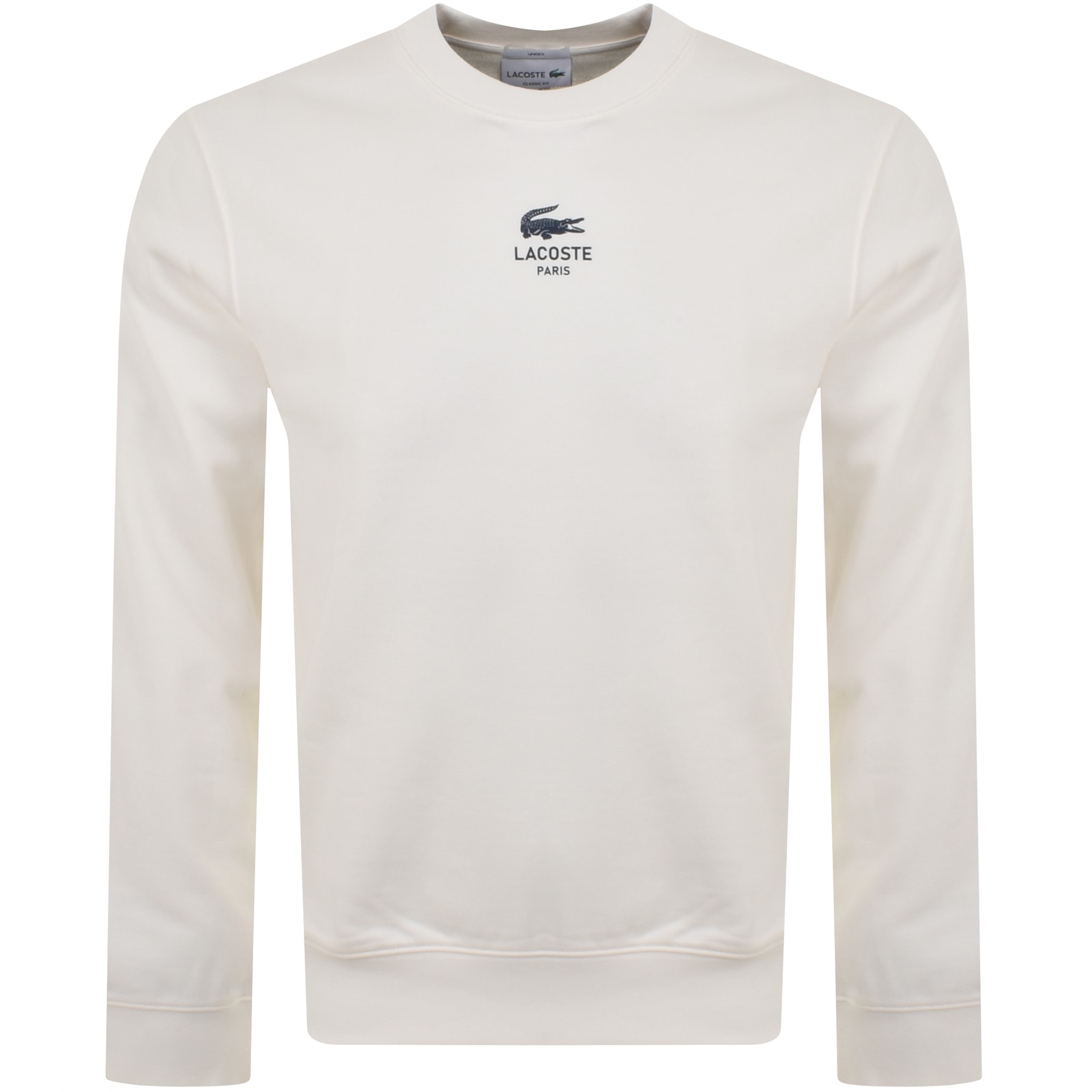 Shop Lacoste Logo Sweatshirt Off White