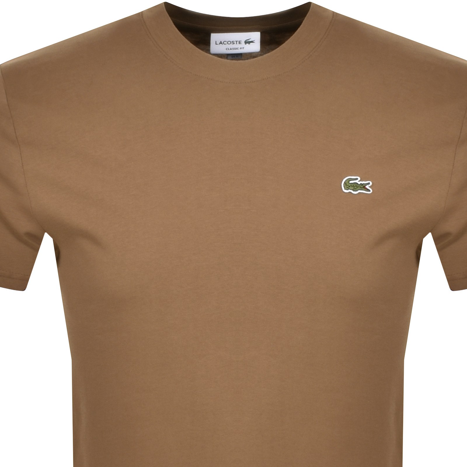 Shop Lacoste Crew Neck T Shirt Brown