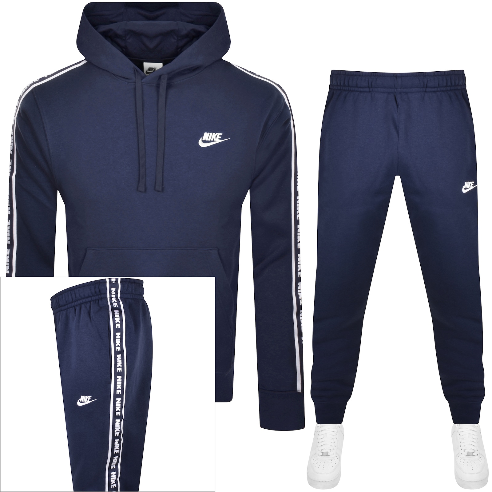 Shop Nike Club Hooded Tracksuit Navy