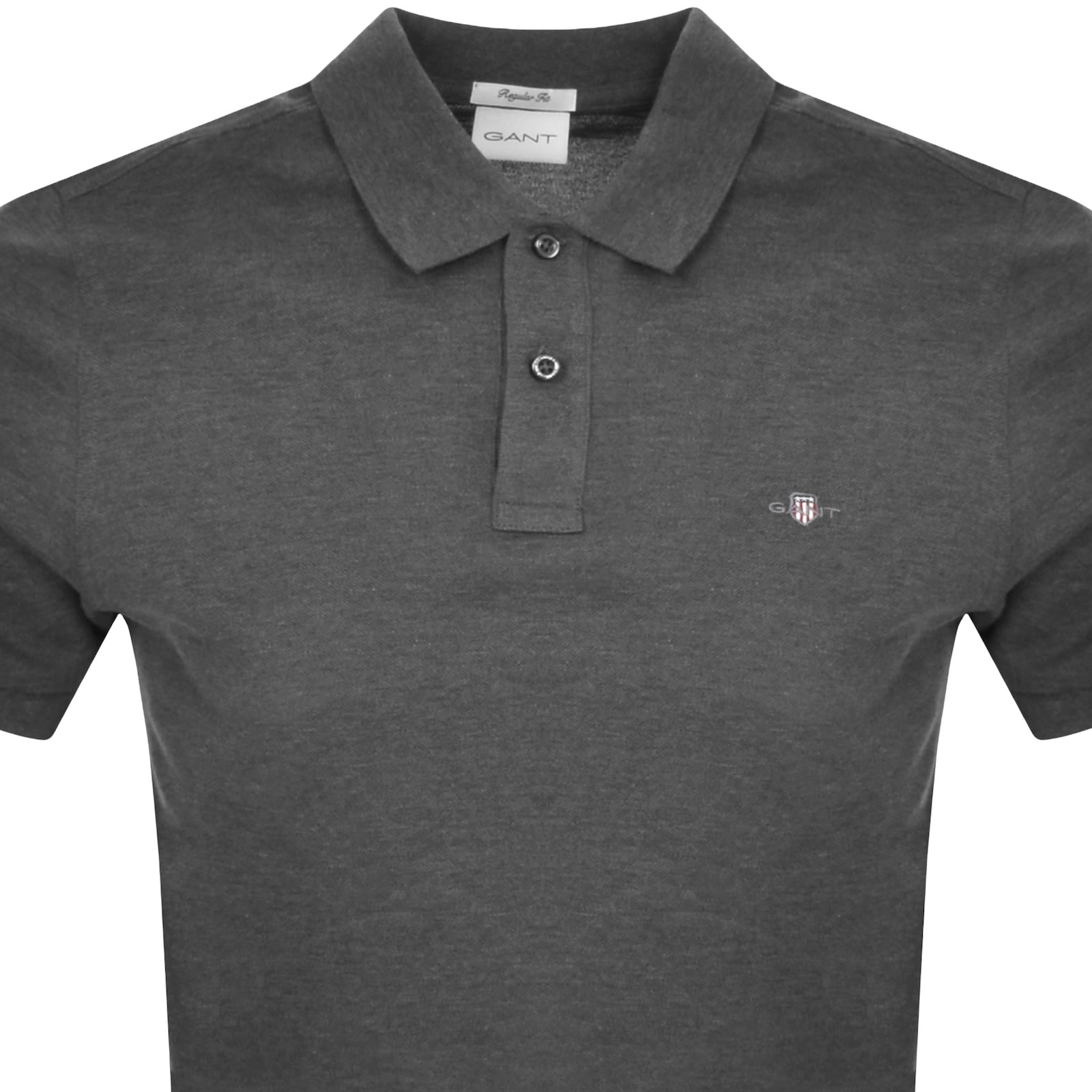 Shop Gant Regular Shield Pique Polo T Shirt Grey