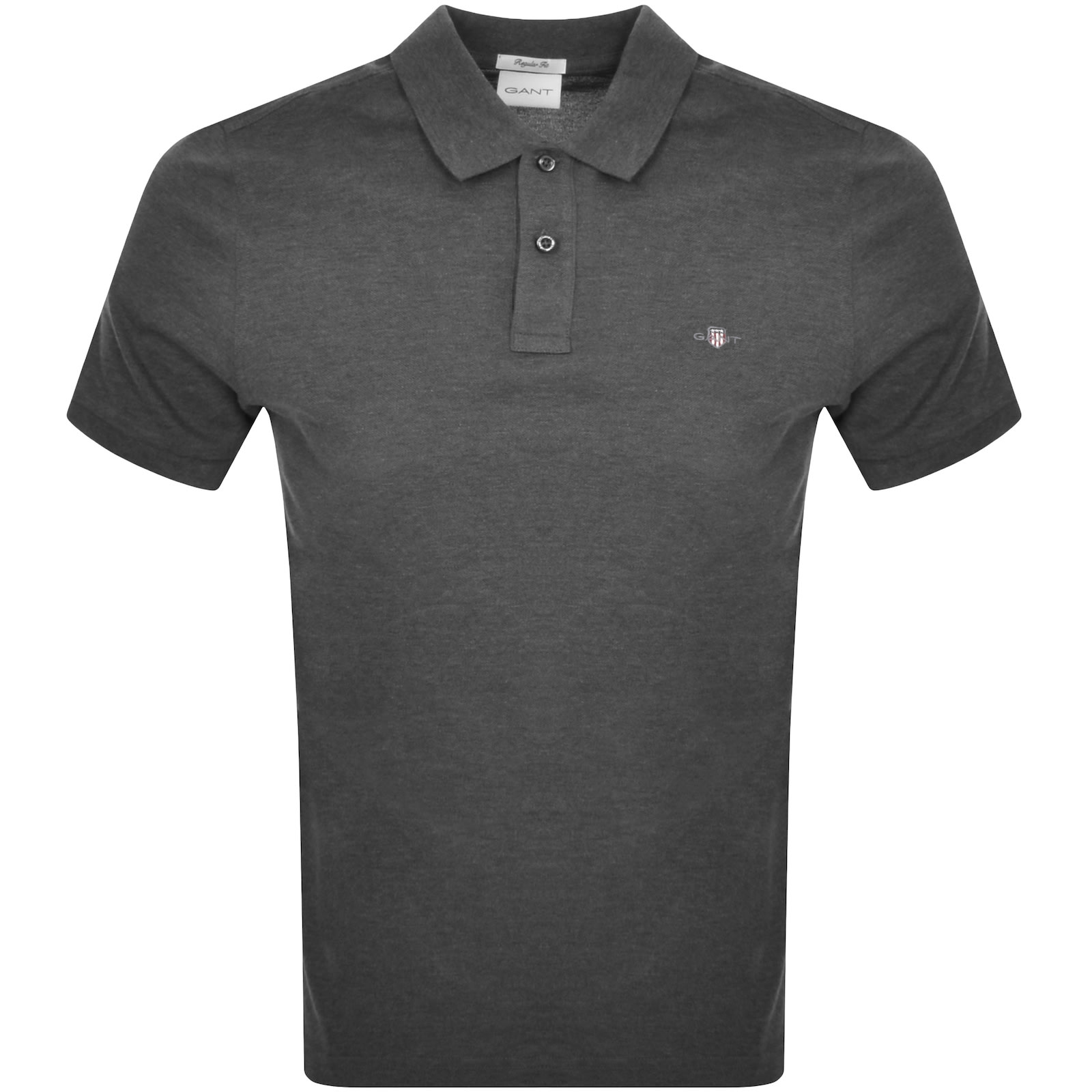 Shop Gant Regular Shield Pique Polo T Shirt Grey