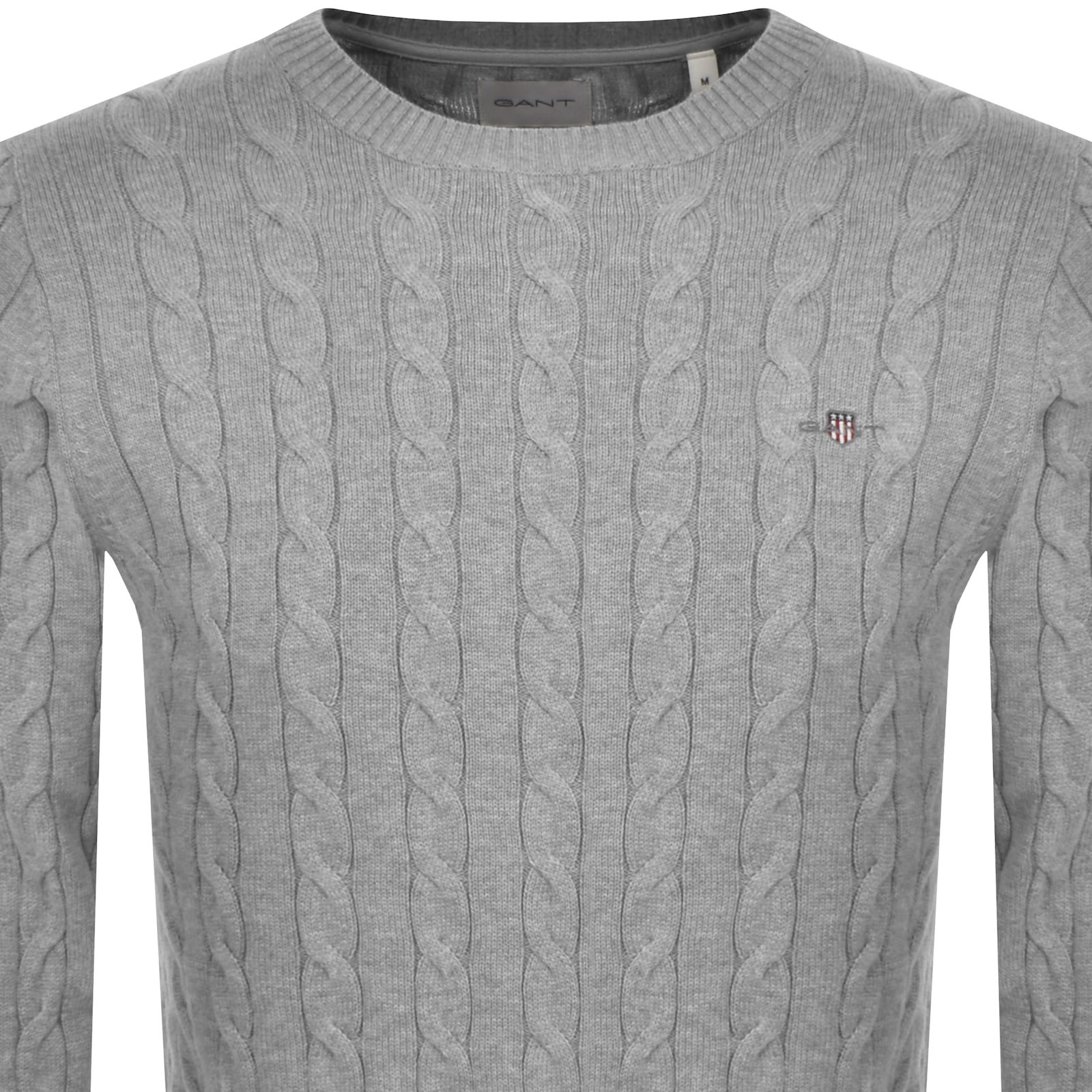 Shop Gant Classic Cotton Cable Knit Jumper Grey