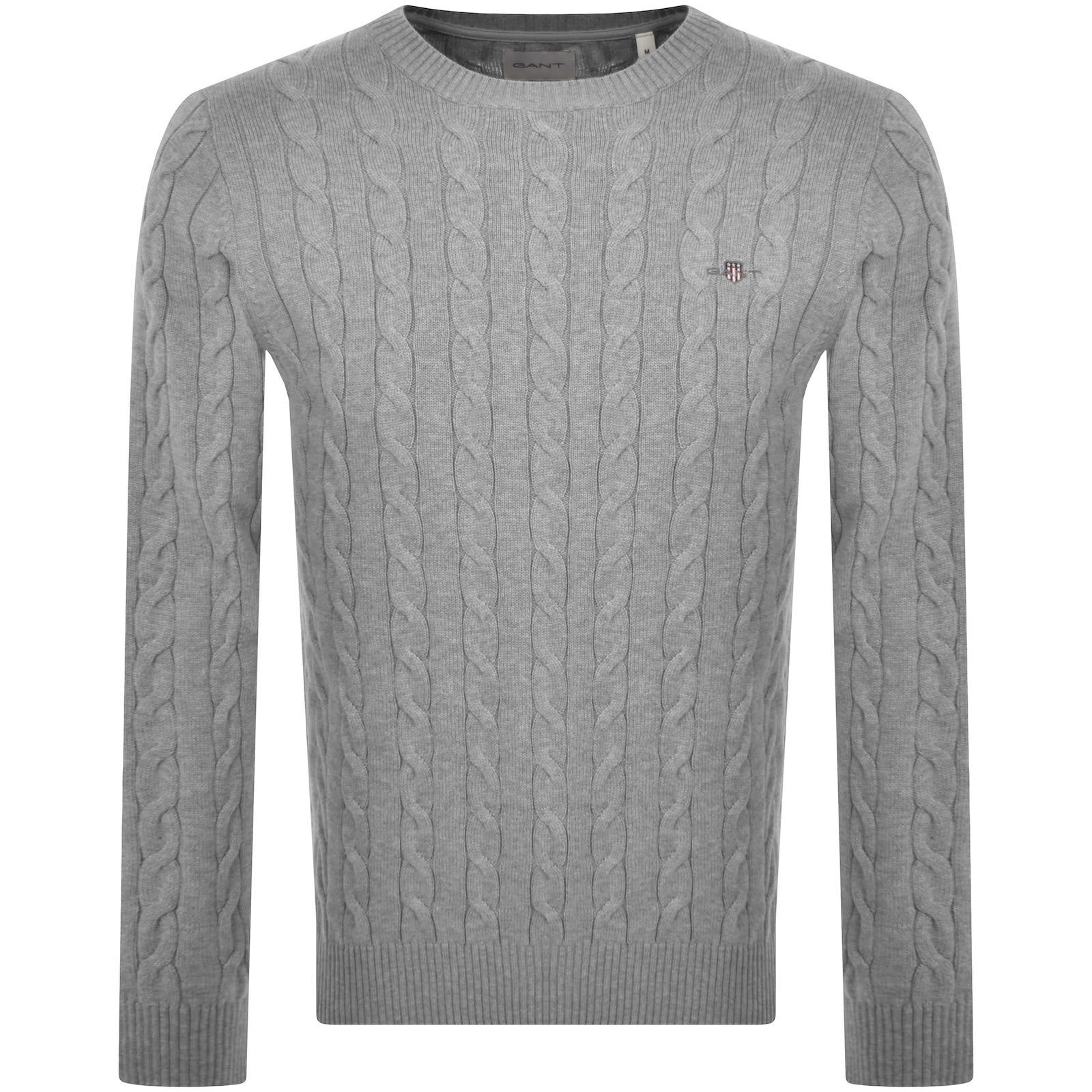 Shop Gant Classic Cotton Cable Knit Jumper Grey