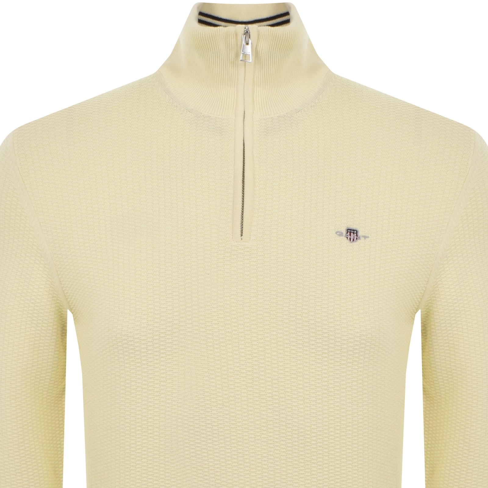 Shop Gant Half Zip Textured Sweatshirt Cream