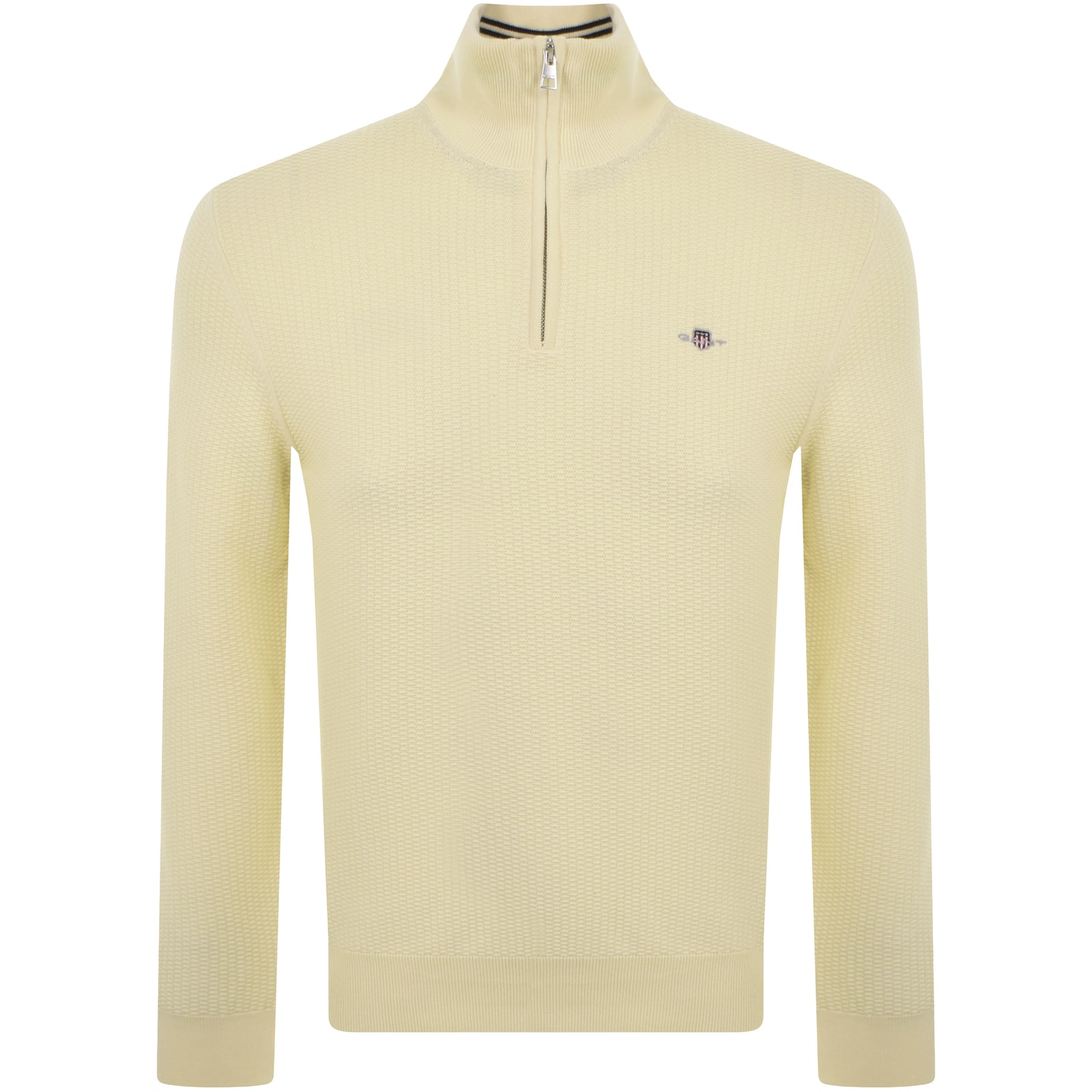 Shop Gant Half Zip Textured Sweatshirt Cream