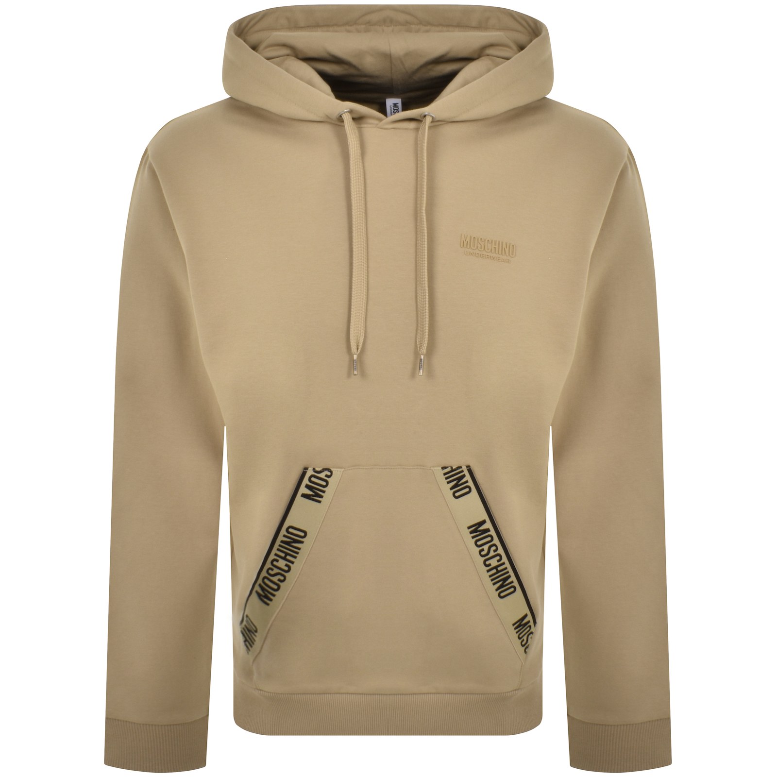 Shop Moschino Logo Tape Hoodie Brown