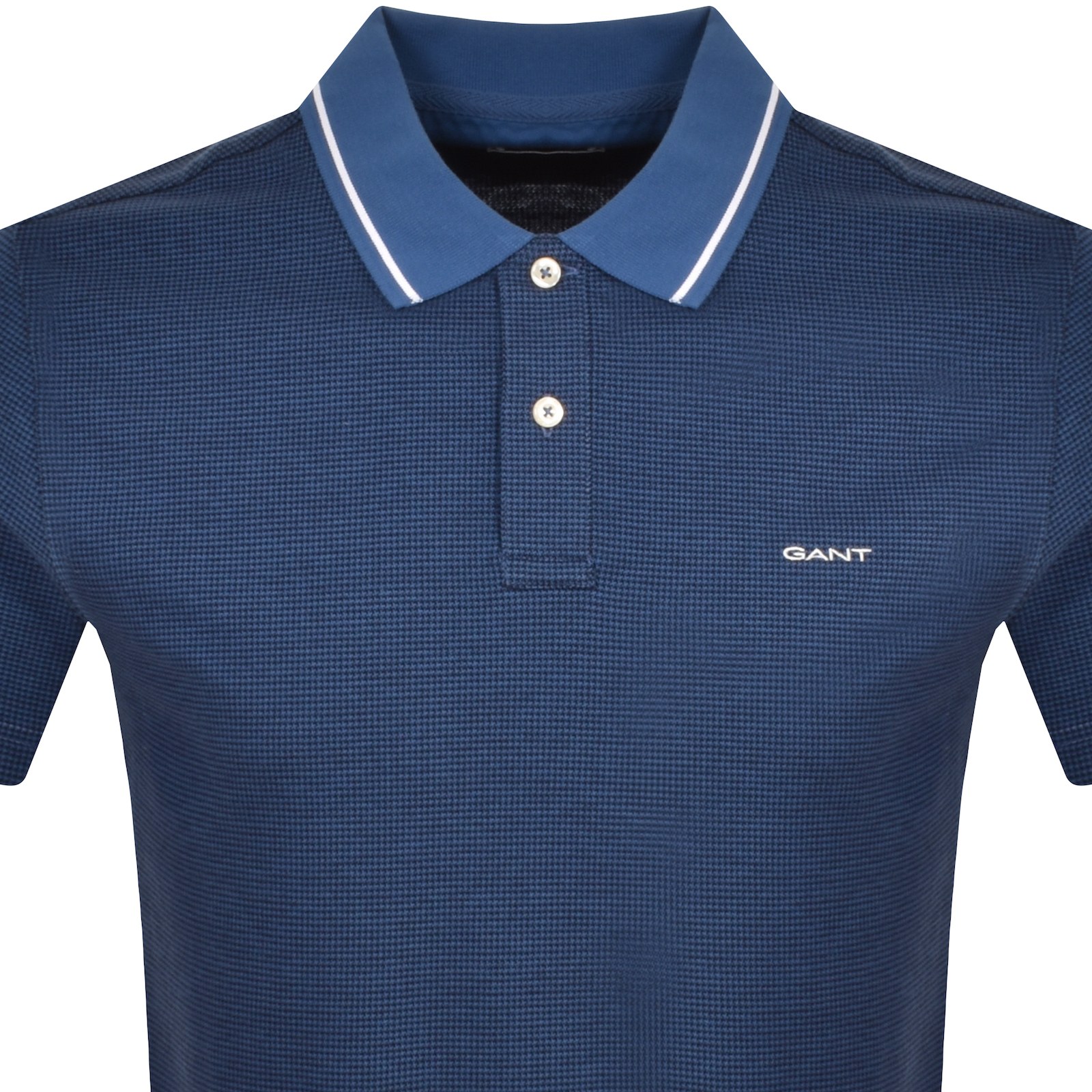 GANT GANT MICRO HOUNDSTOOTH POLO T SHIRT BLUE 