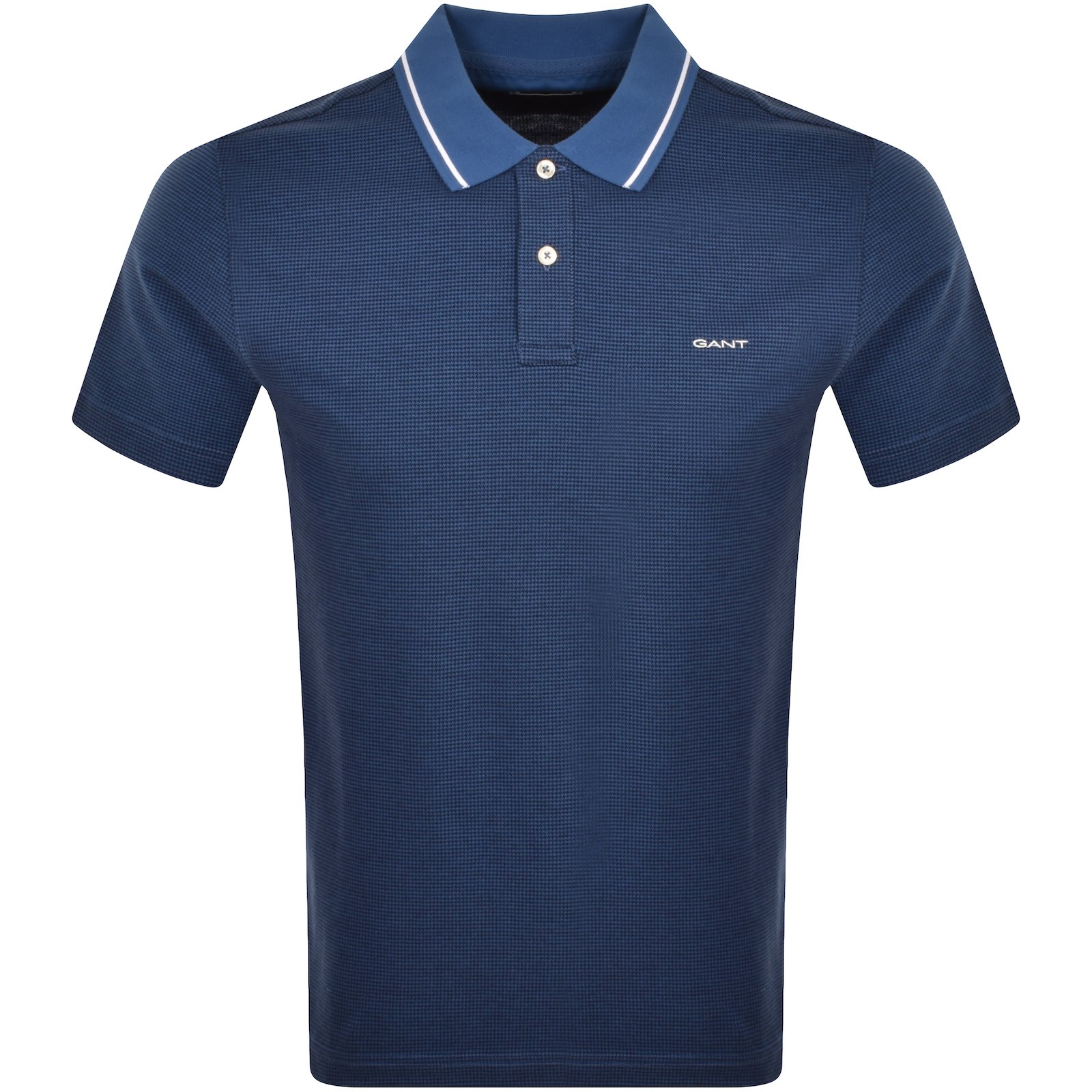 GANT GANT MICRO HOUNDSTOOTH POLO T SHIRT BLUE 