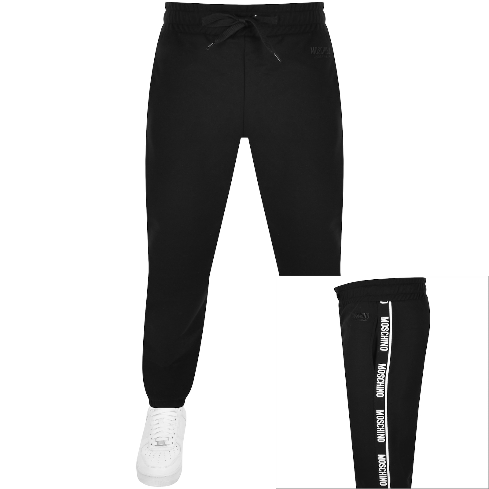 Shop Moschino Tape Logo Jogging Bottoms Black