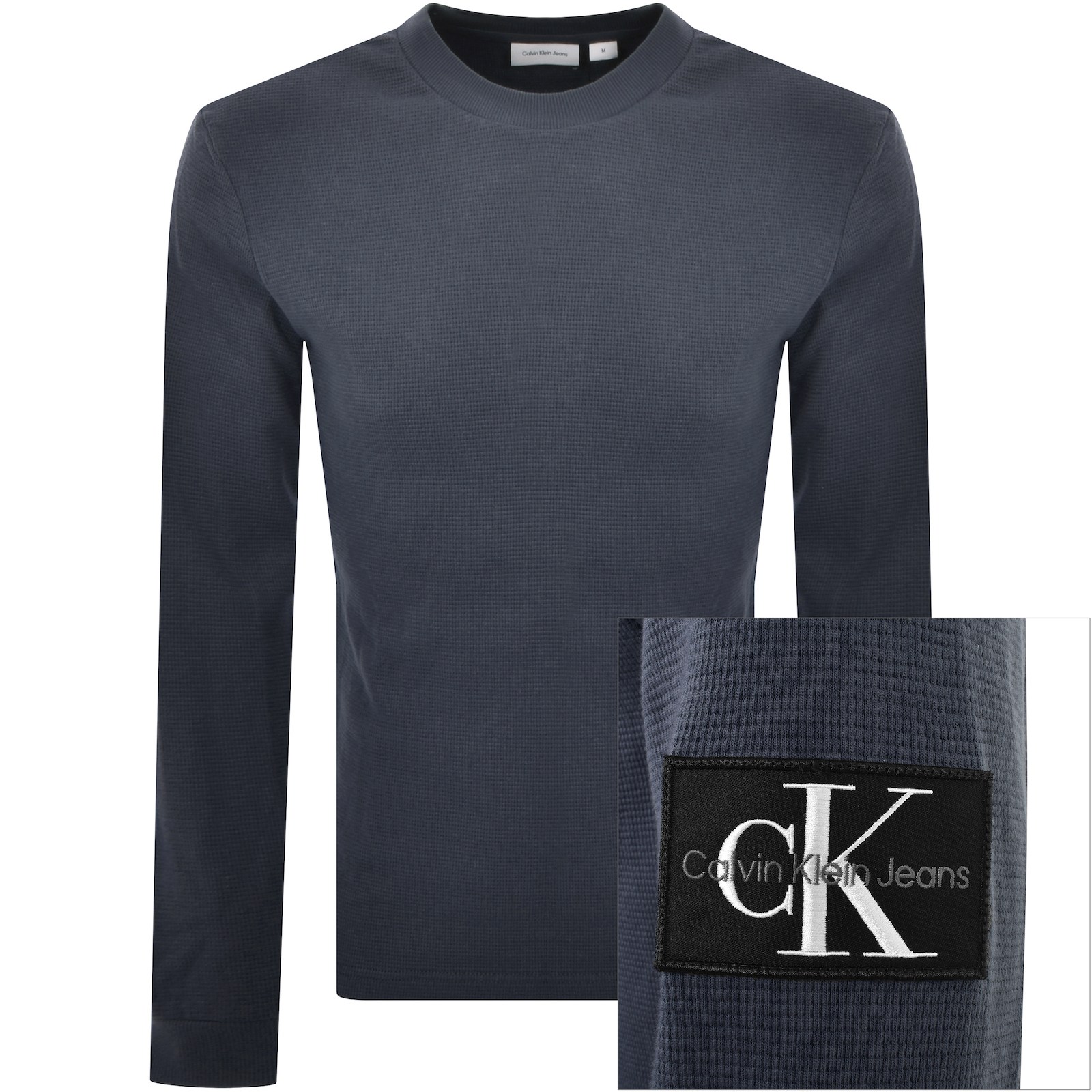 Shop Calvin Klein Jeans Waffle T Shirt Ebony In Blue