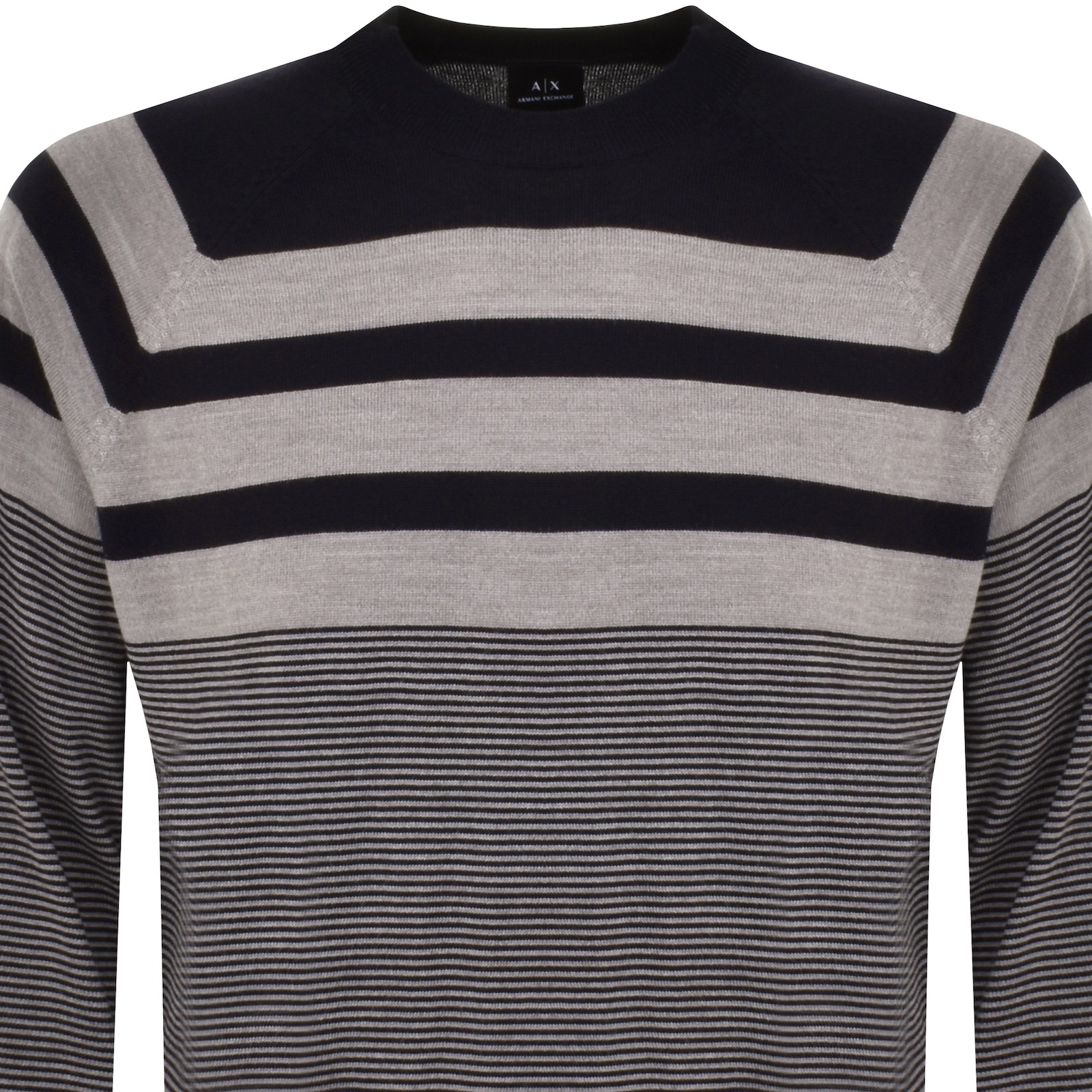 Shop Armani Exchange Stripe Knit Sweatshirt Navy