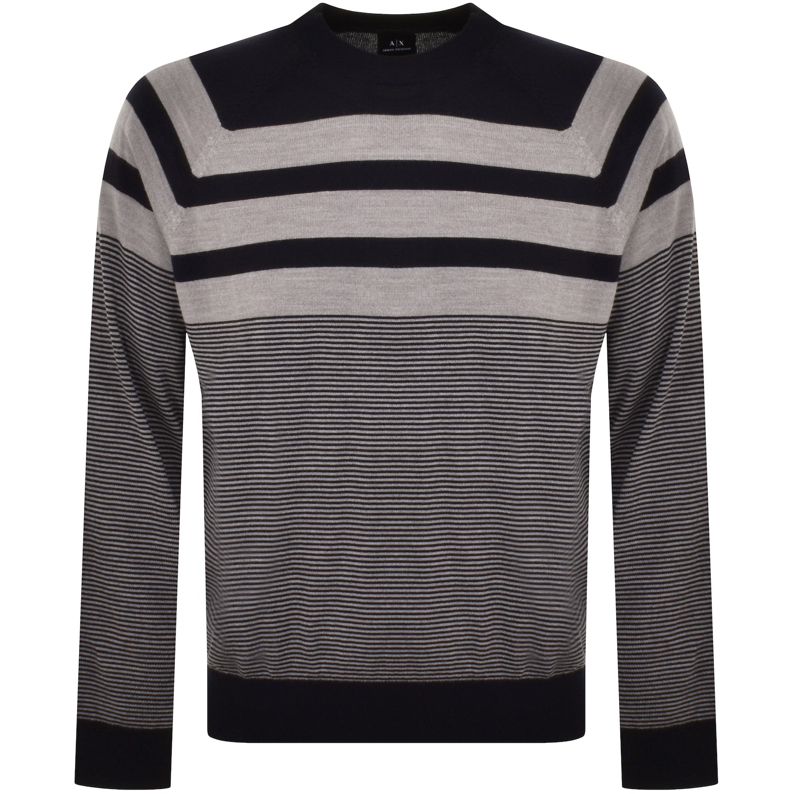 Shop Armani Exchange Stripe Knit Sweatshirt Navy