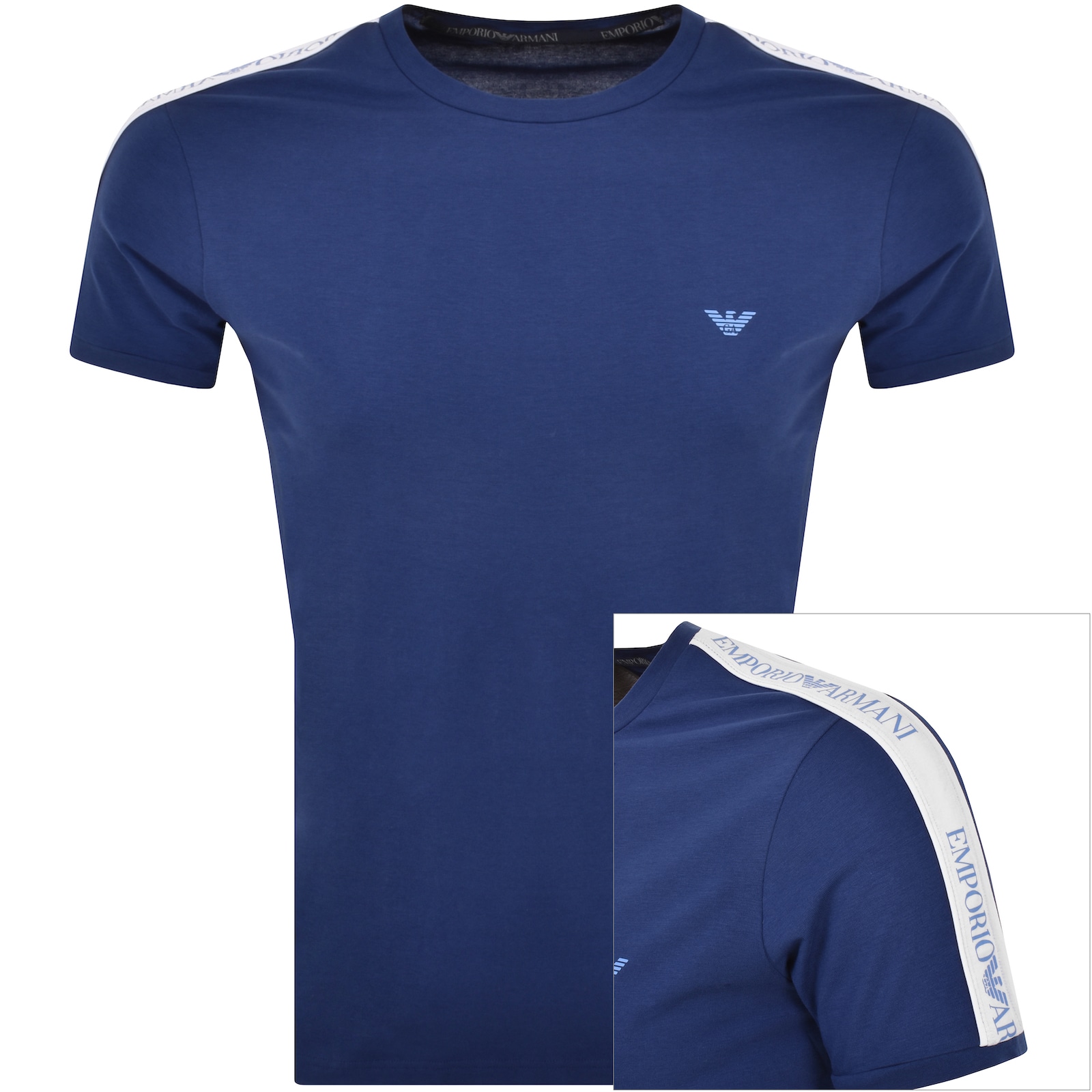 Shop Armani Collezioni Emporio Armani Lounge Crew Neck T Shirt Blue