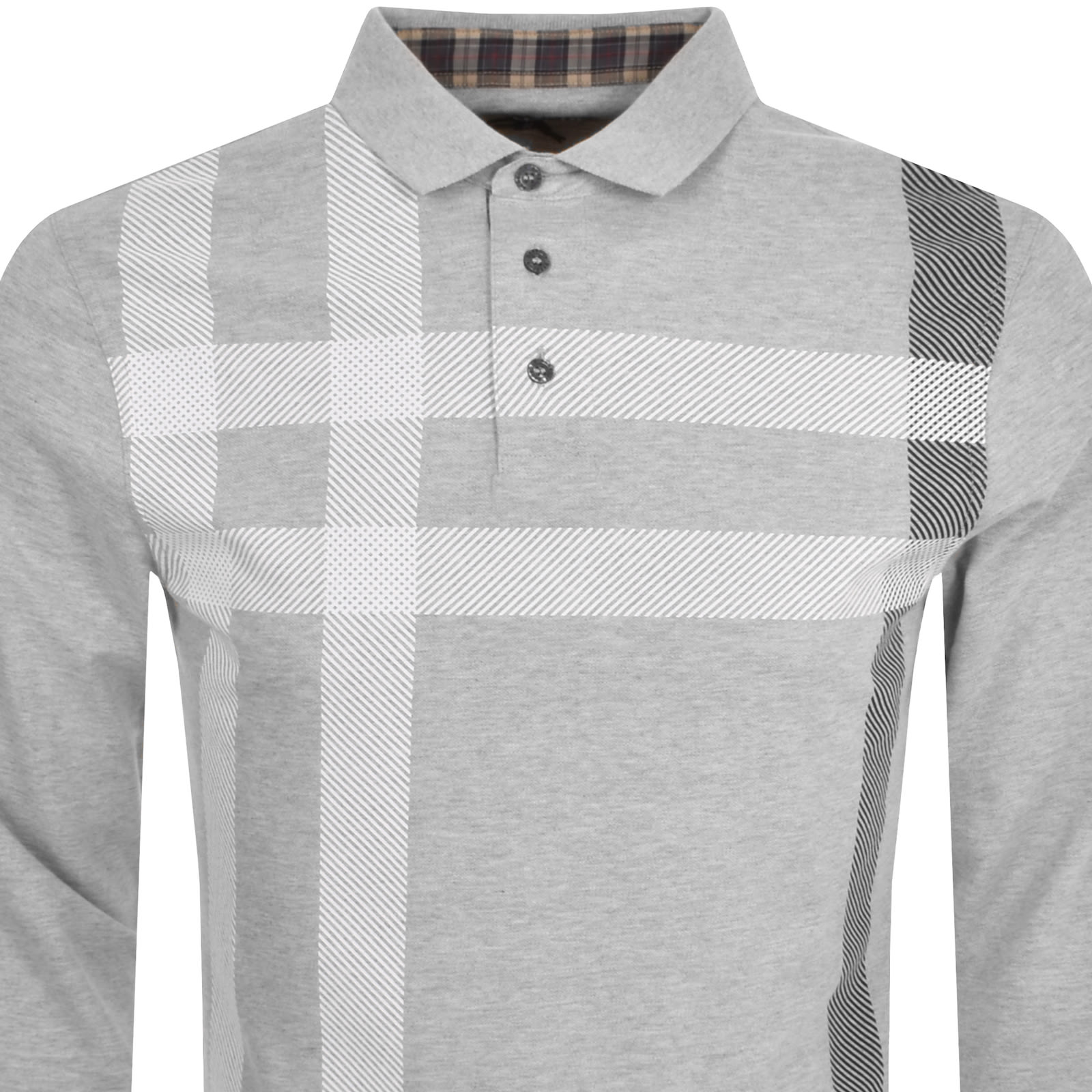 Shop Barbour Blaine Long Sleeve Polo T Shirt Grey