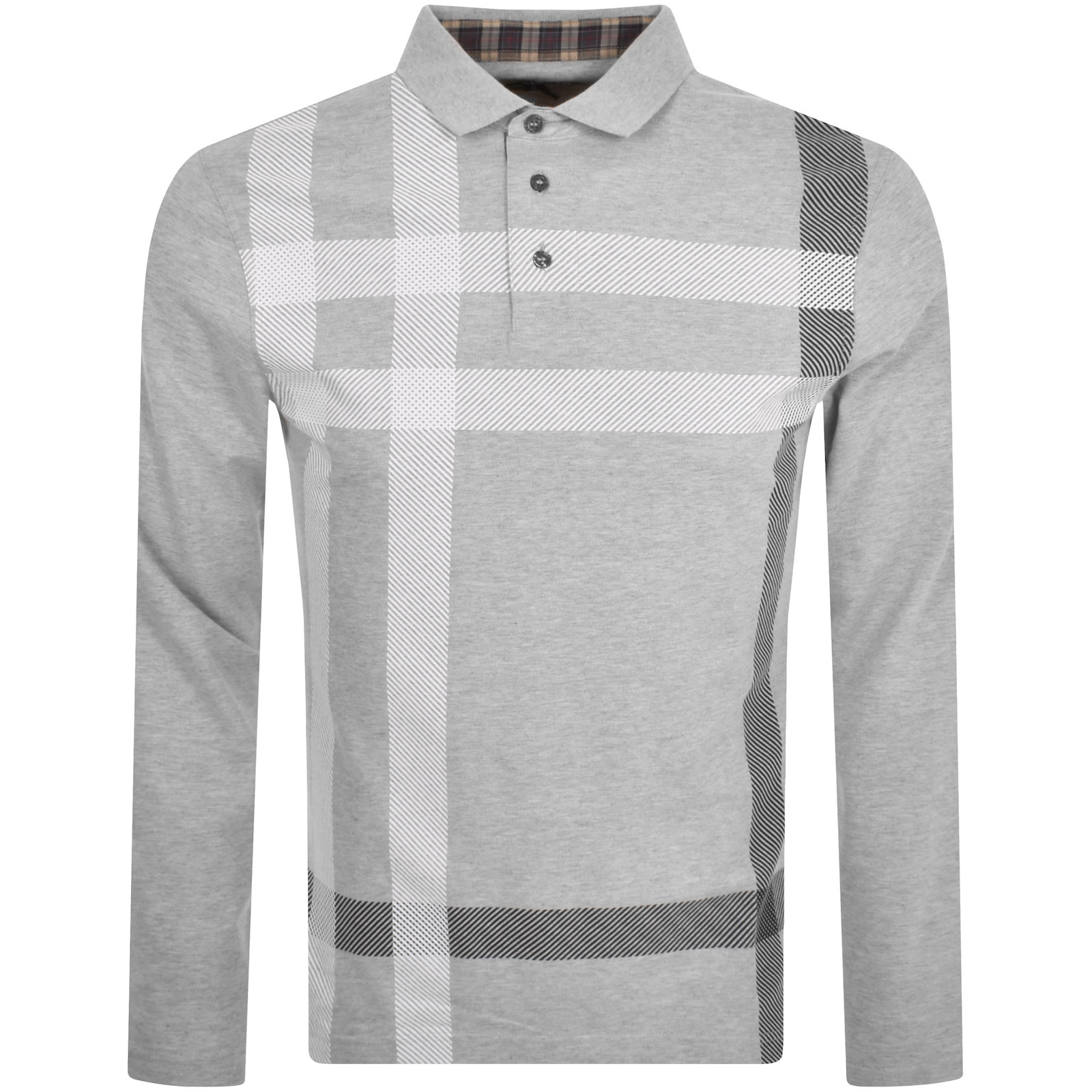 Shop Barbour Blaine Long Sleeve Polo T Shirt Grey