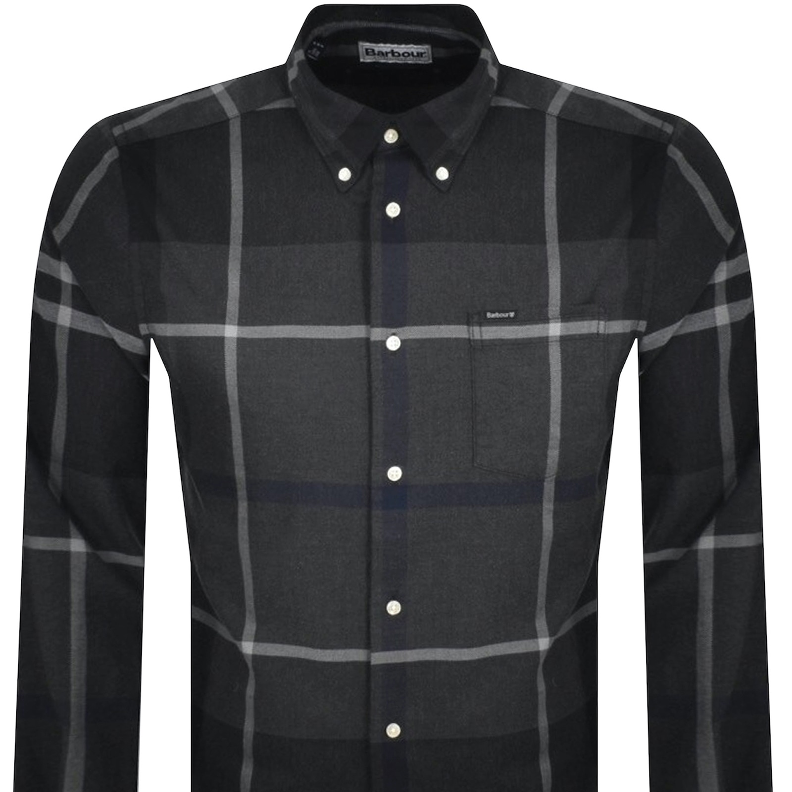 Shop Barbour Dunoon Check Long Sleeved Shirt Grey