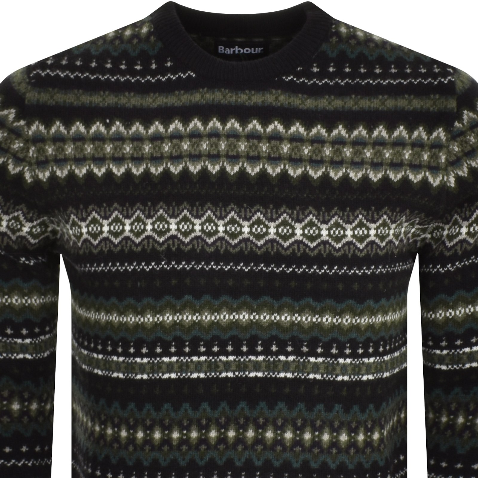 Shop Barbour Case Fairisle Crew Neck Jumper Black