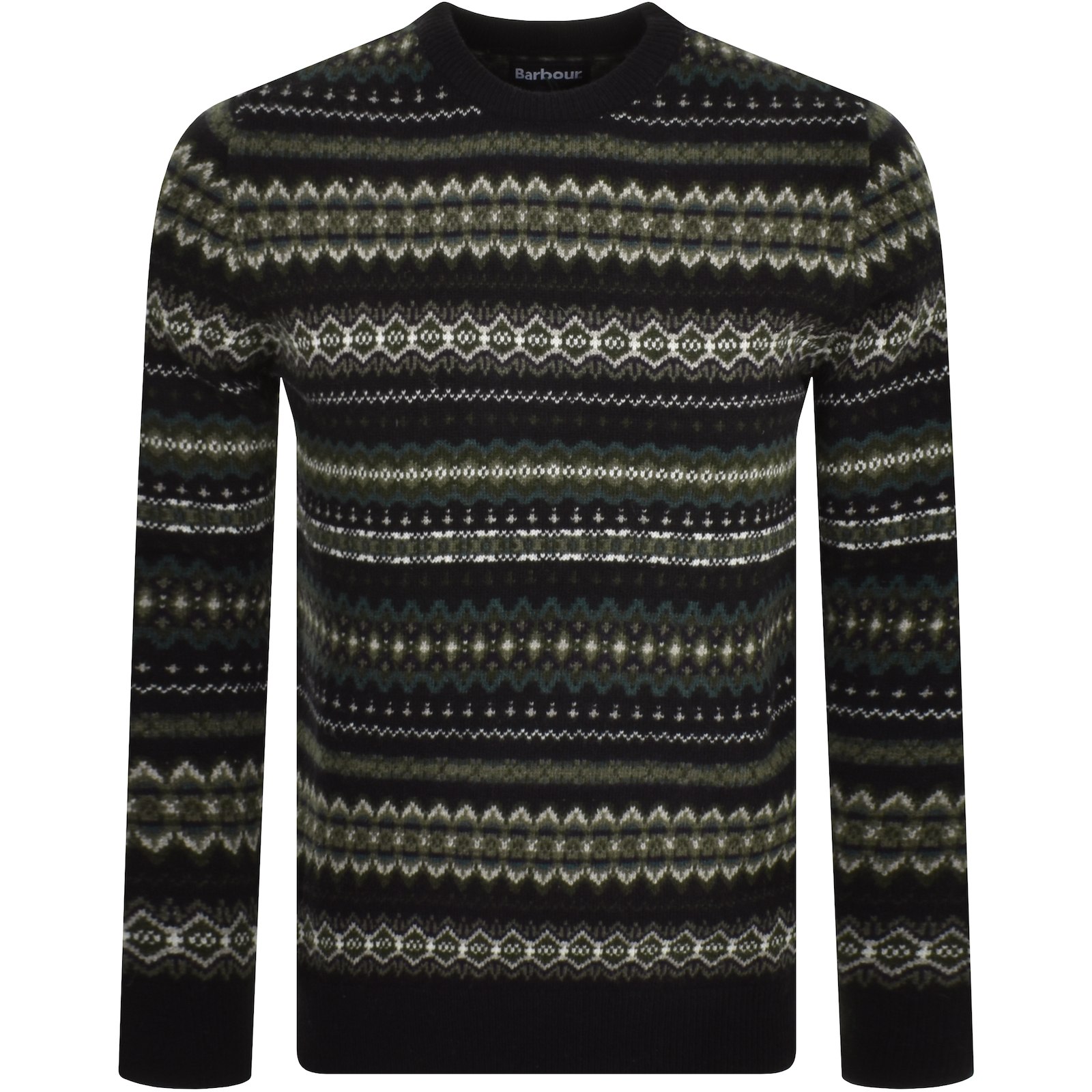 Shop Barbour Case Fairisle Crew Neck Jumper Black