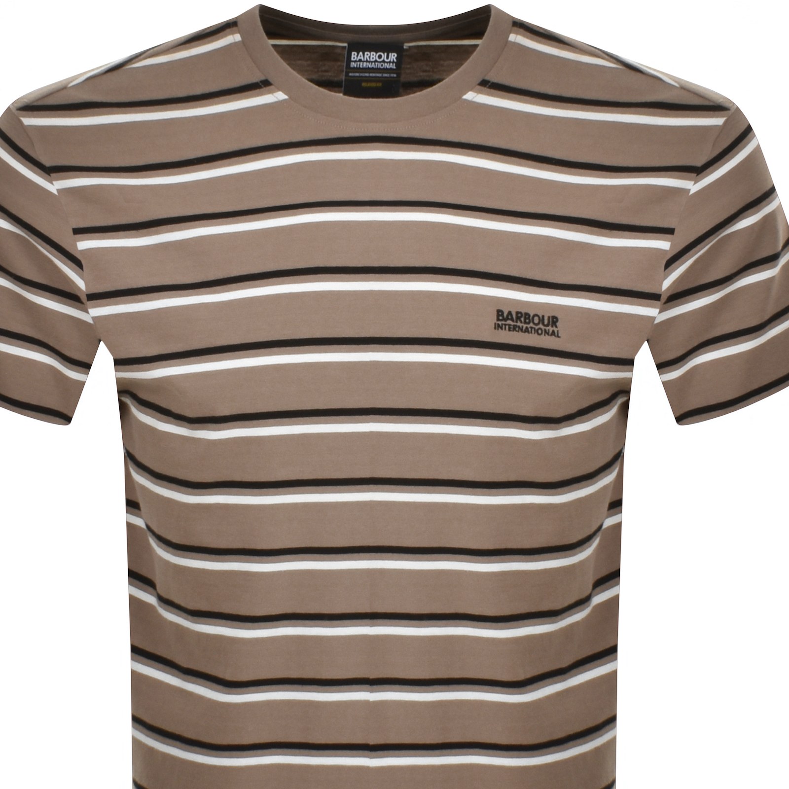 Shop Barbour International Buxton Stripe T Shirt Brown