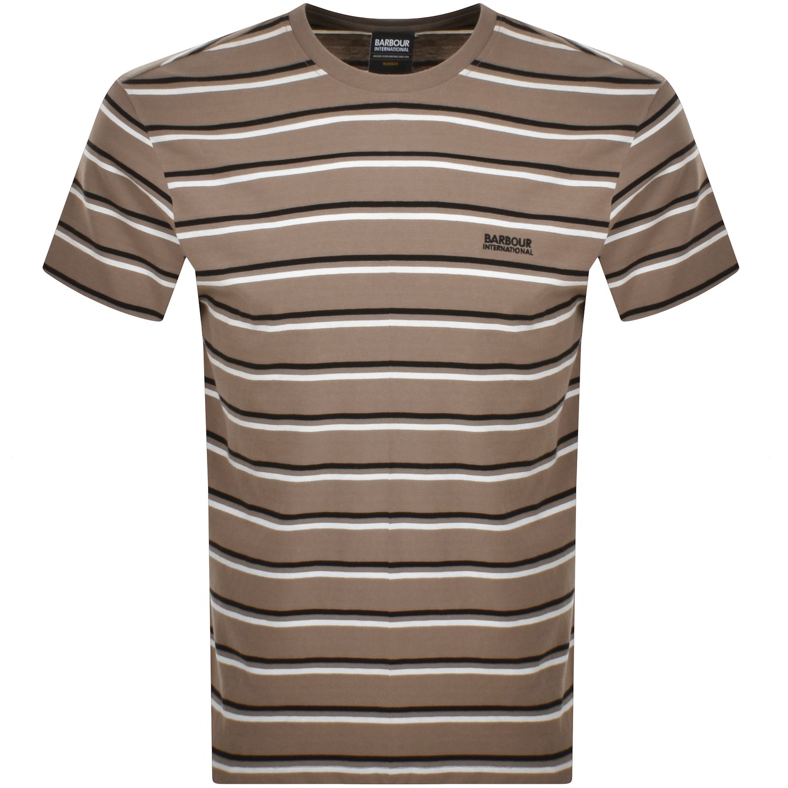 Shop Barbour International Buxton Stripe T Shirt Brown