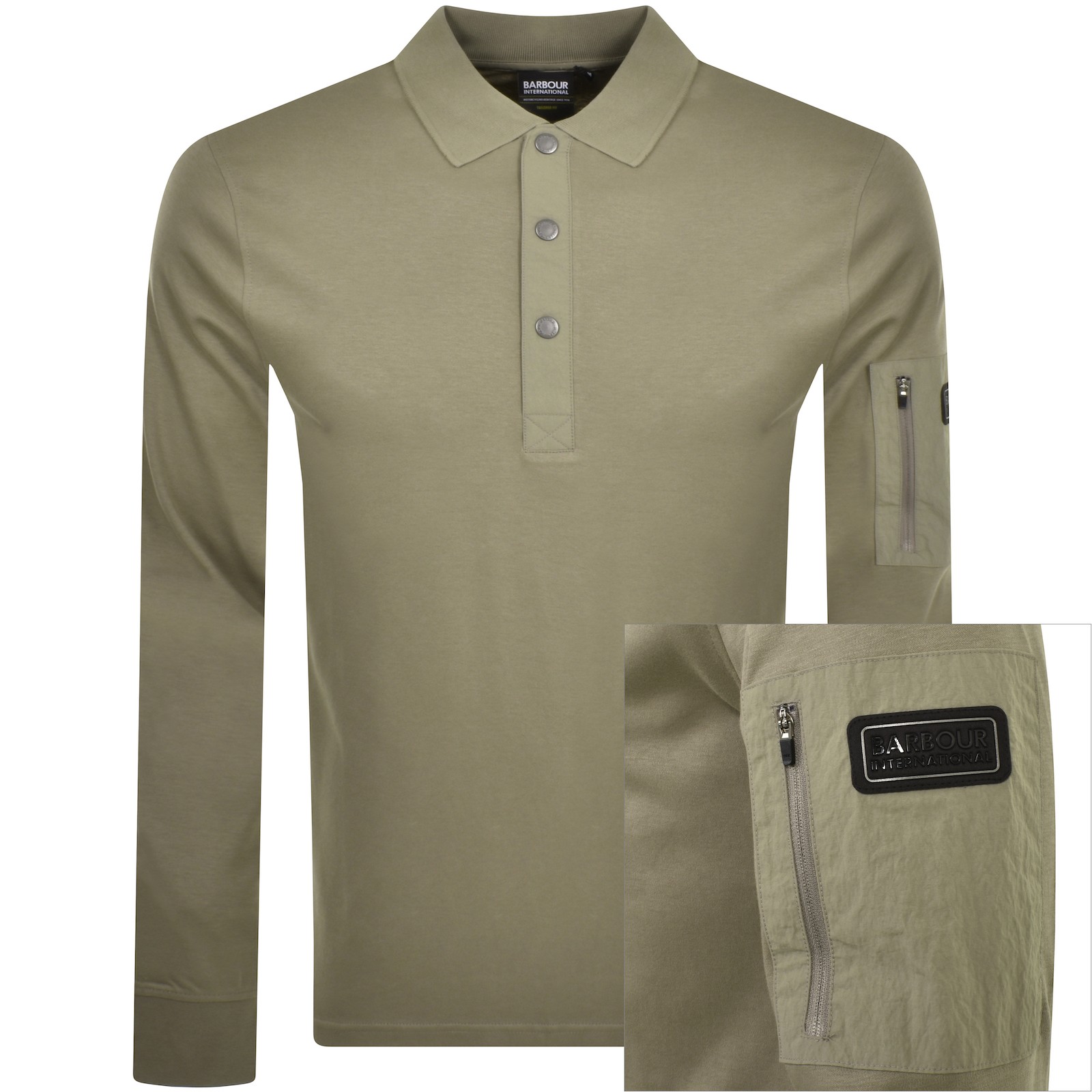 Shop Barbour International Bradley Polo T Shirt Khaki