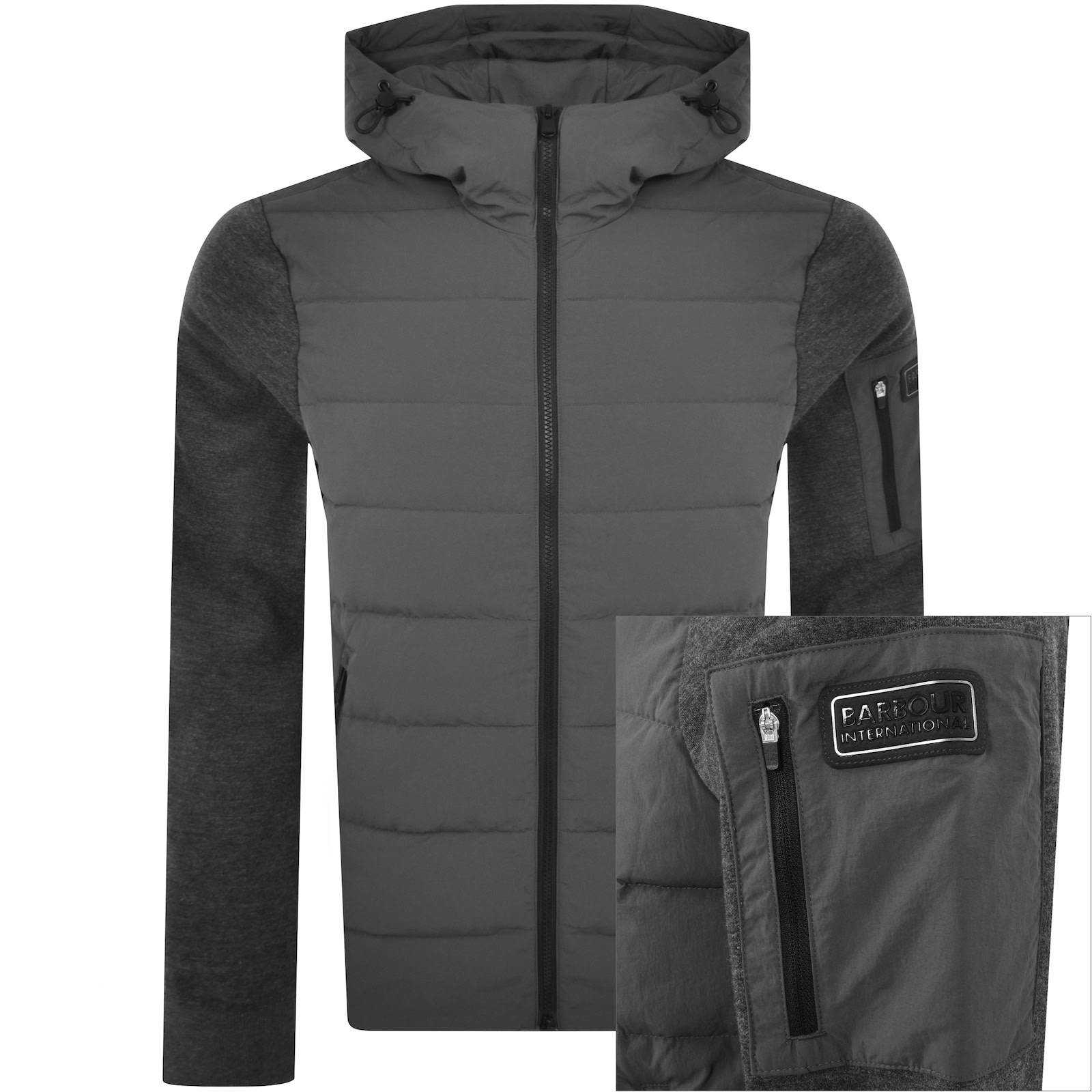 Shop Barbour International Stanley Quilted Jacket Grey