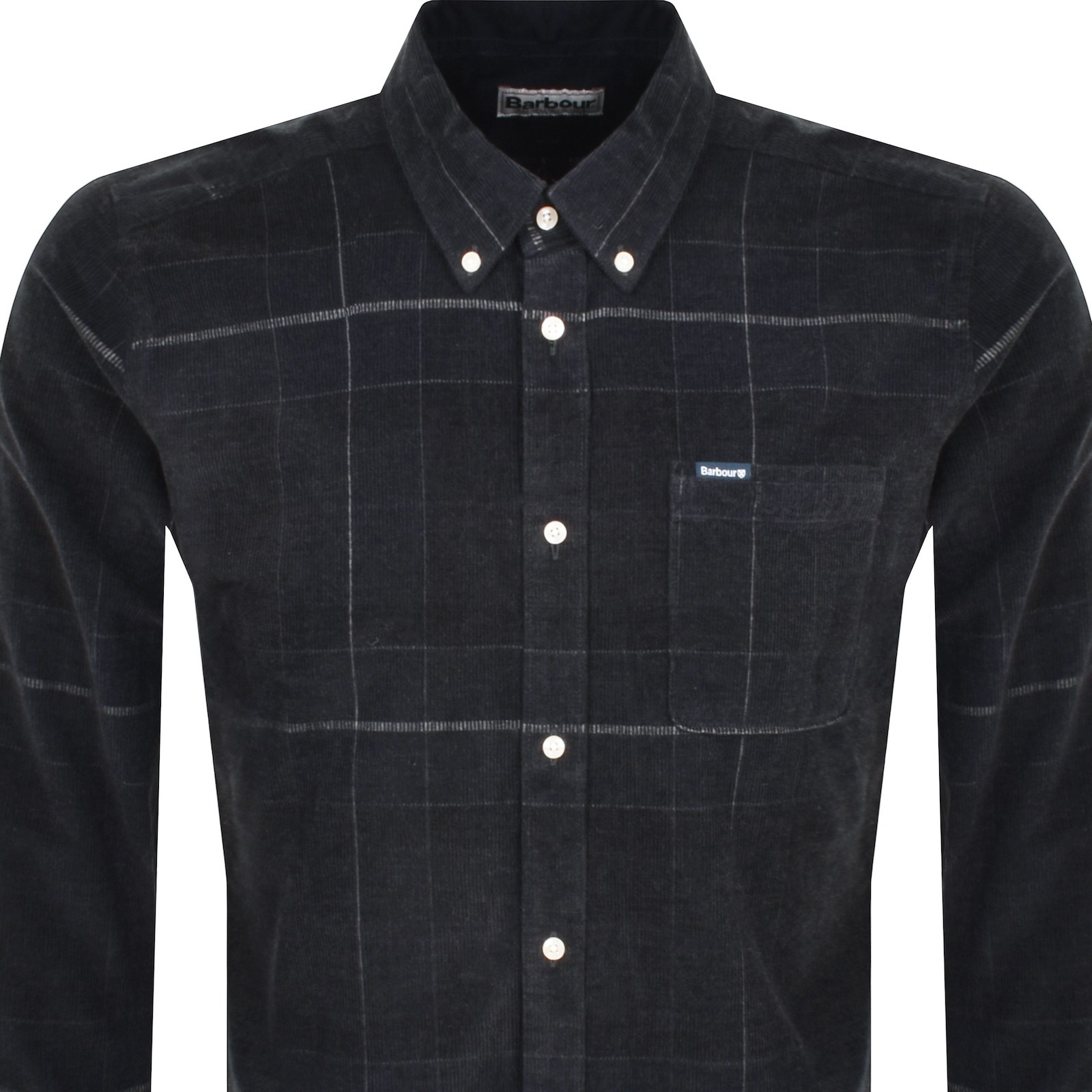 Shop Barbour Long Sleeved Corduroy Shirt Black