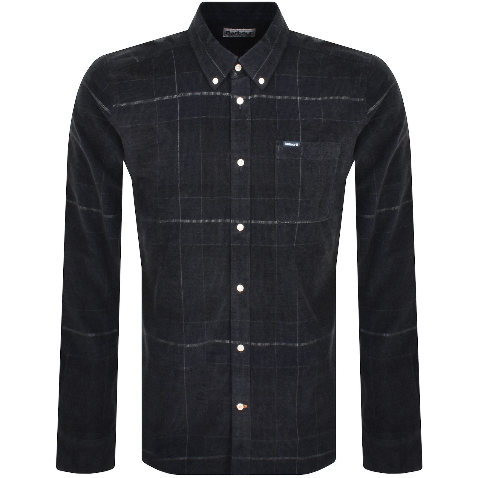 Shop Barbour Long Sleeved Corduroy Shirt Black