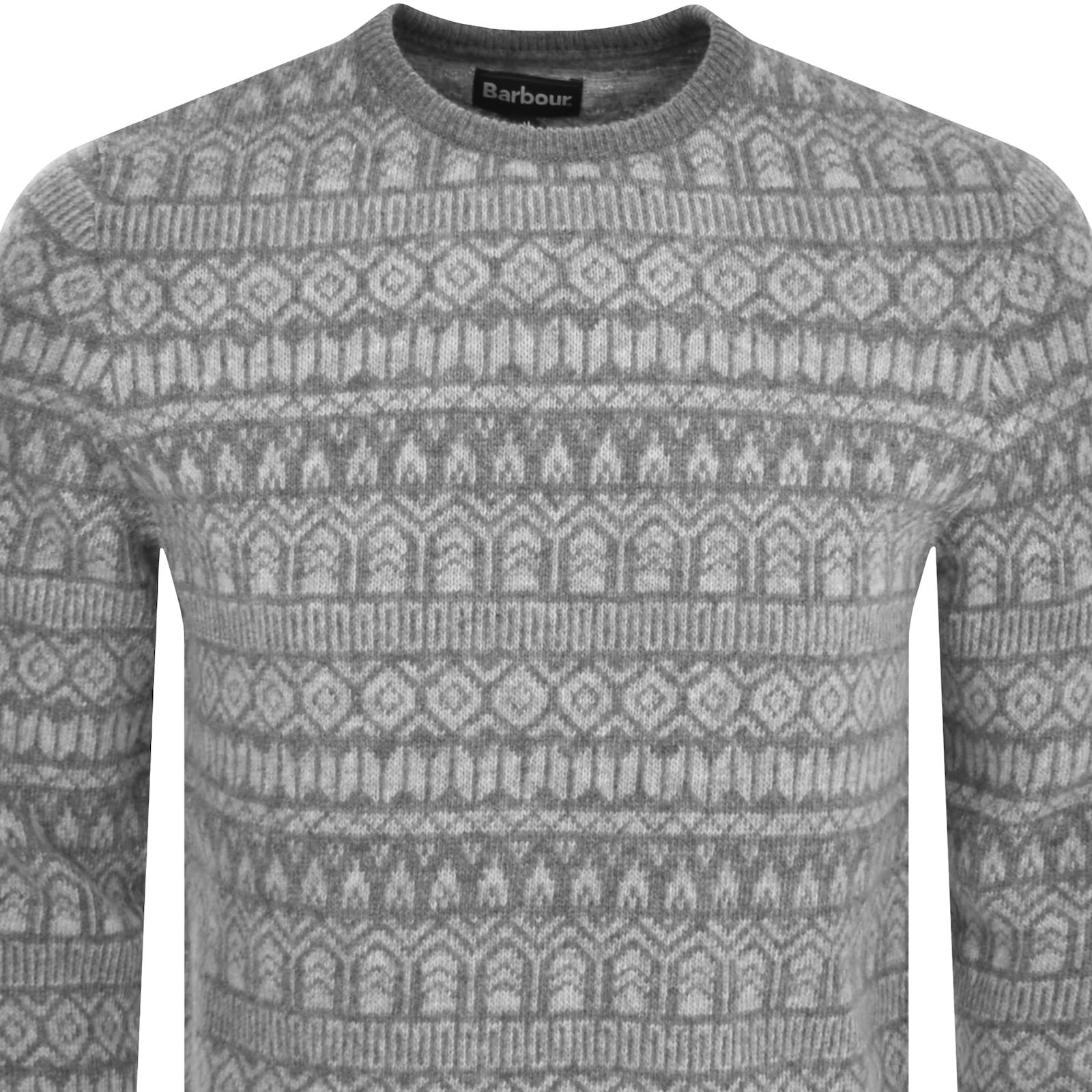 Shop Barbour Stonebeck Fairisle Crew Neck Jumper Grey