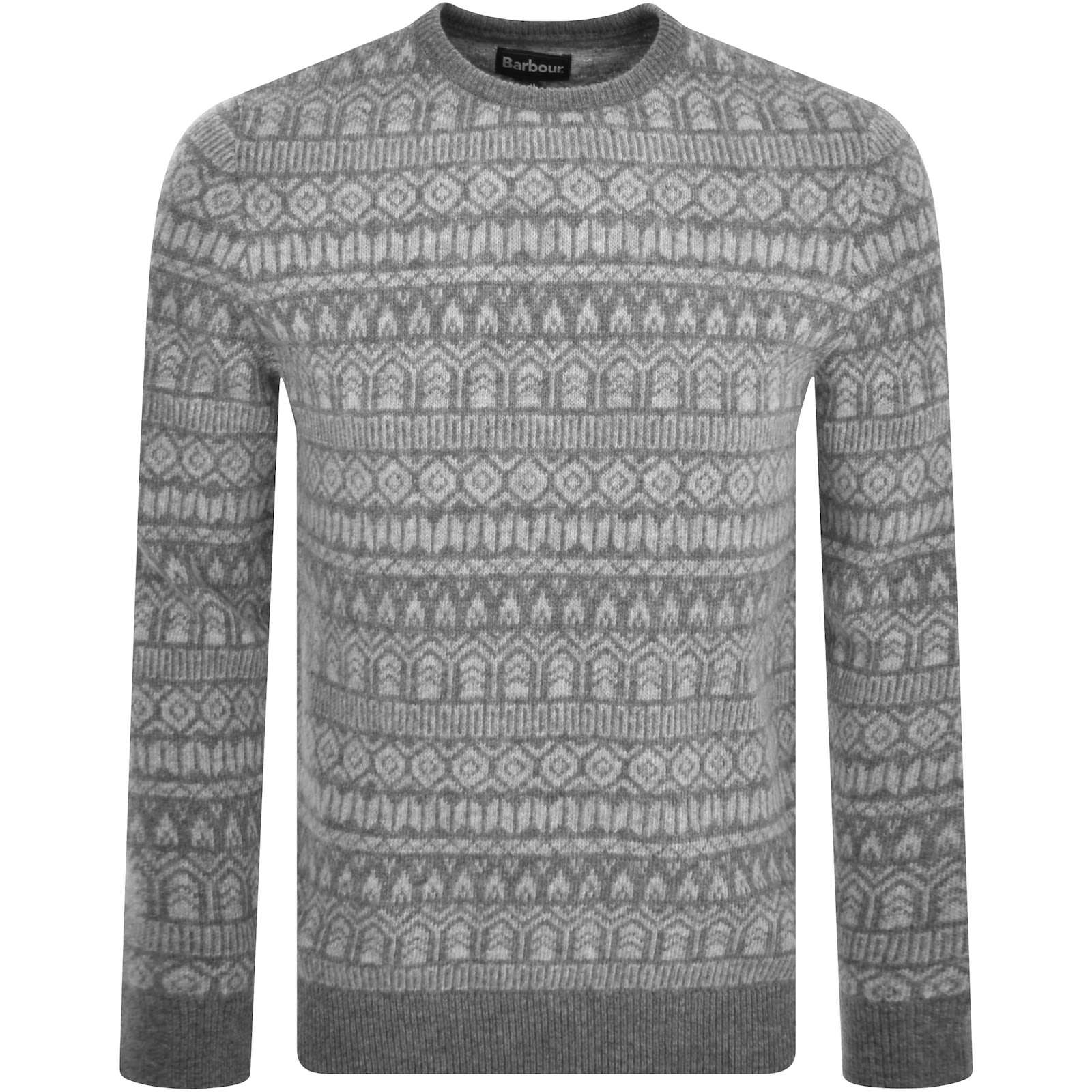 Shop Barbour Stonebeck Fairisle Crew Neck Jumper Grey