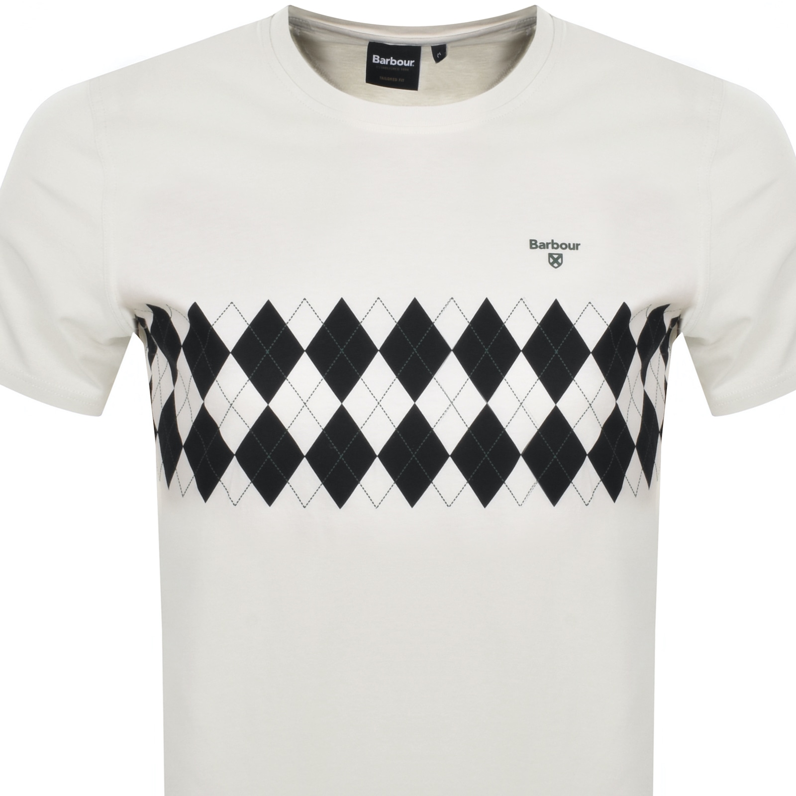 Shop Barbour Argyle Panel T Shirt In White