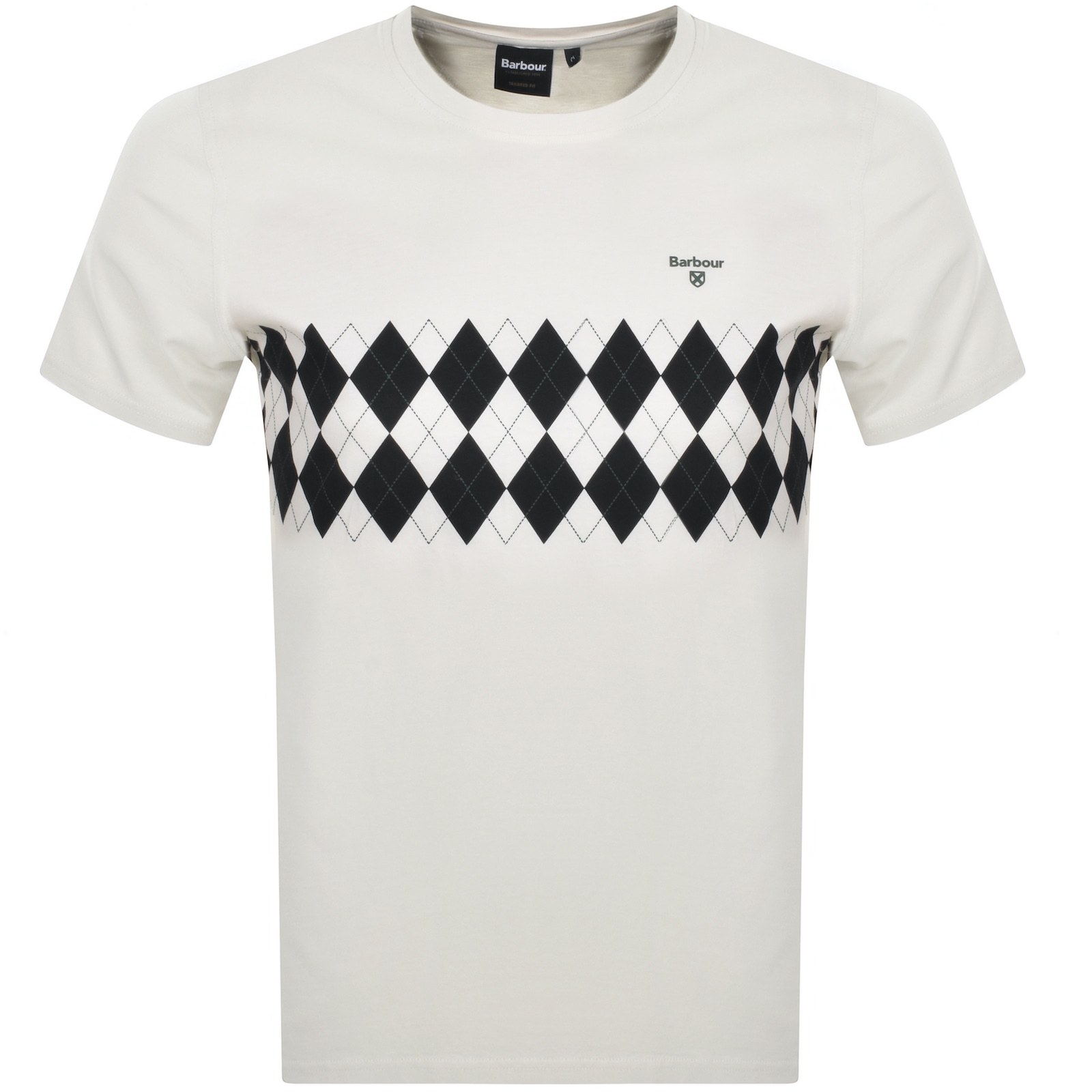 Shop Barbour Argyle Panel T Shirt In White