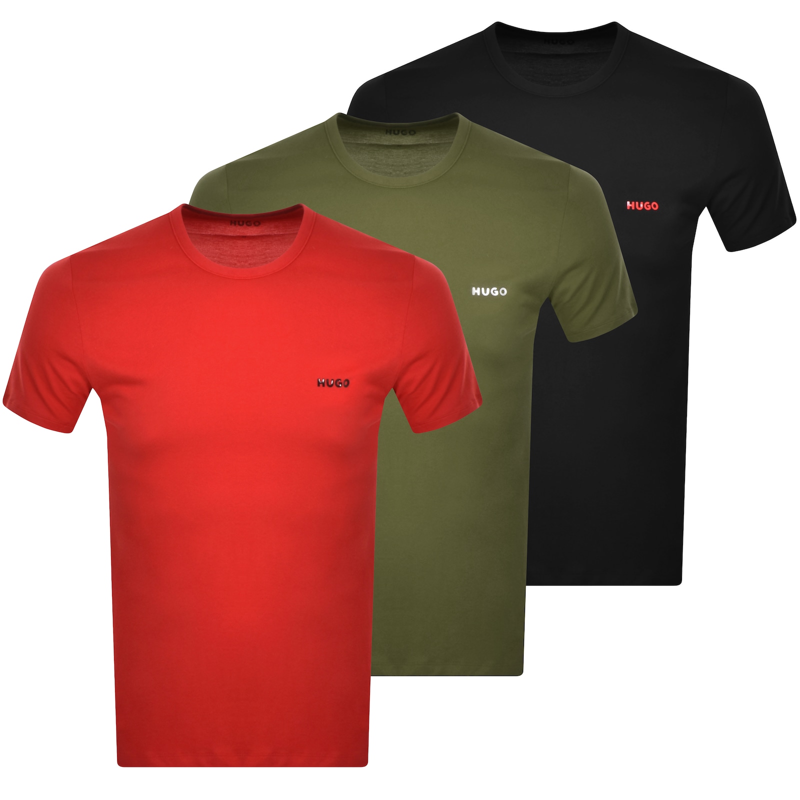 Shop Hugo 3 Pack Crew Neck T Shirts In Black