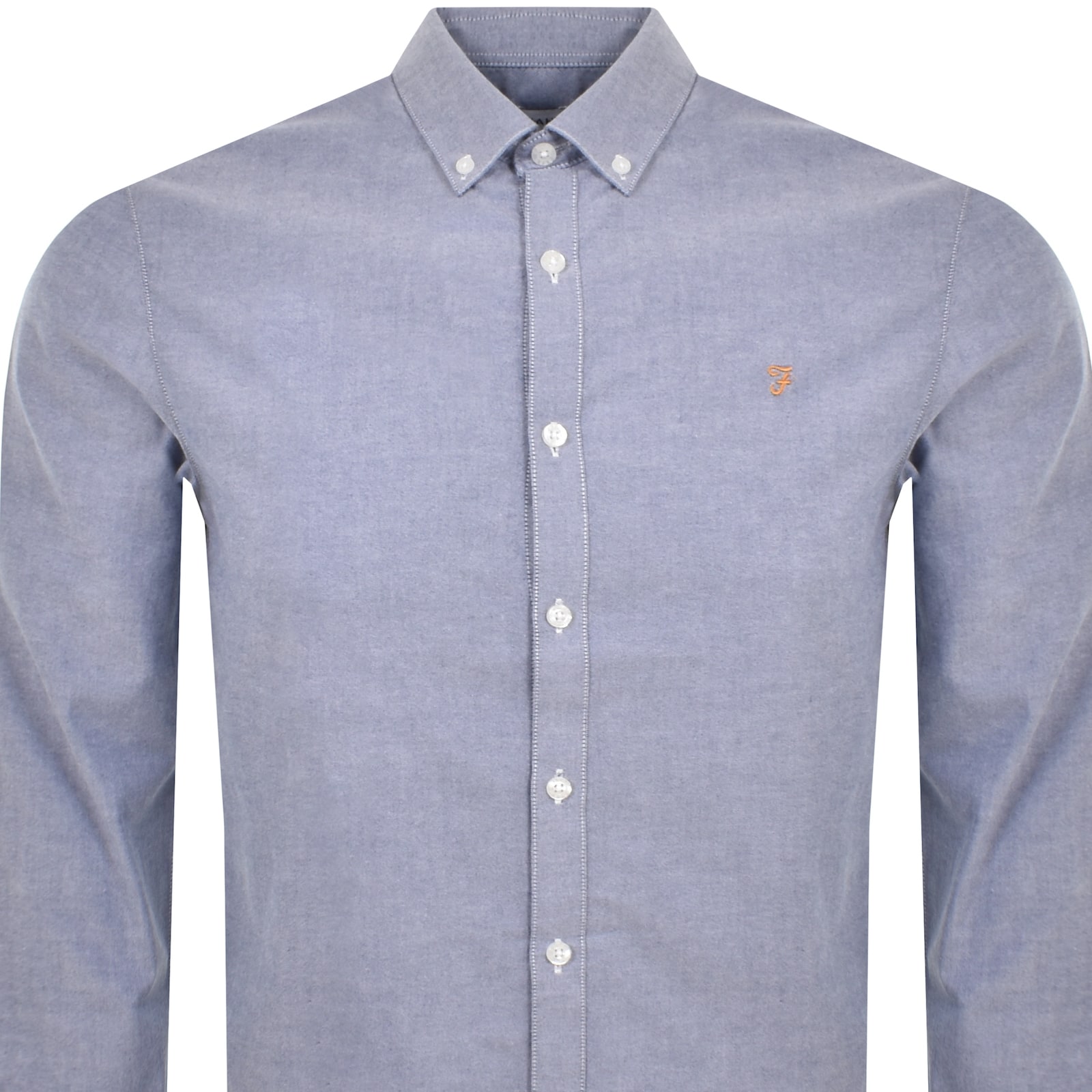 Shop Farah Vintage Brewer Long Sleeve Shirt Blue