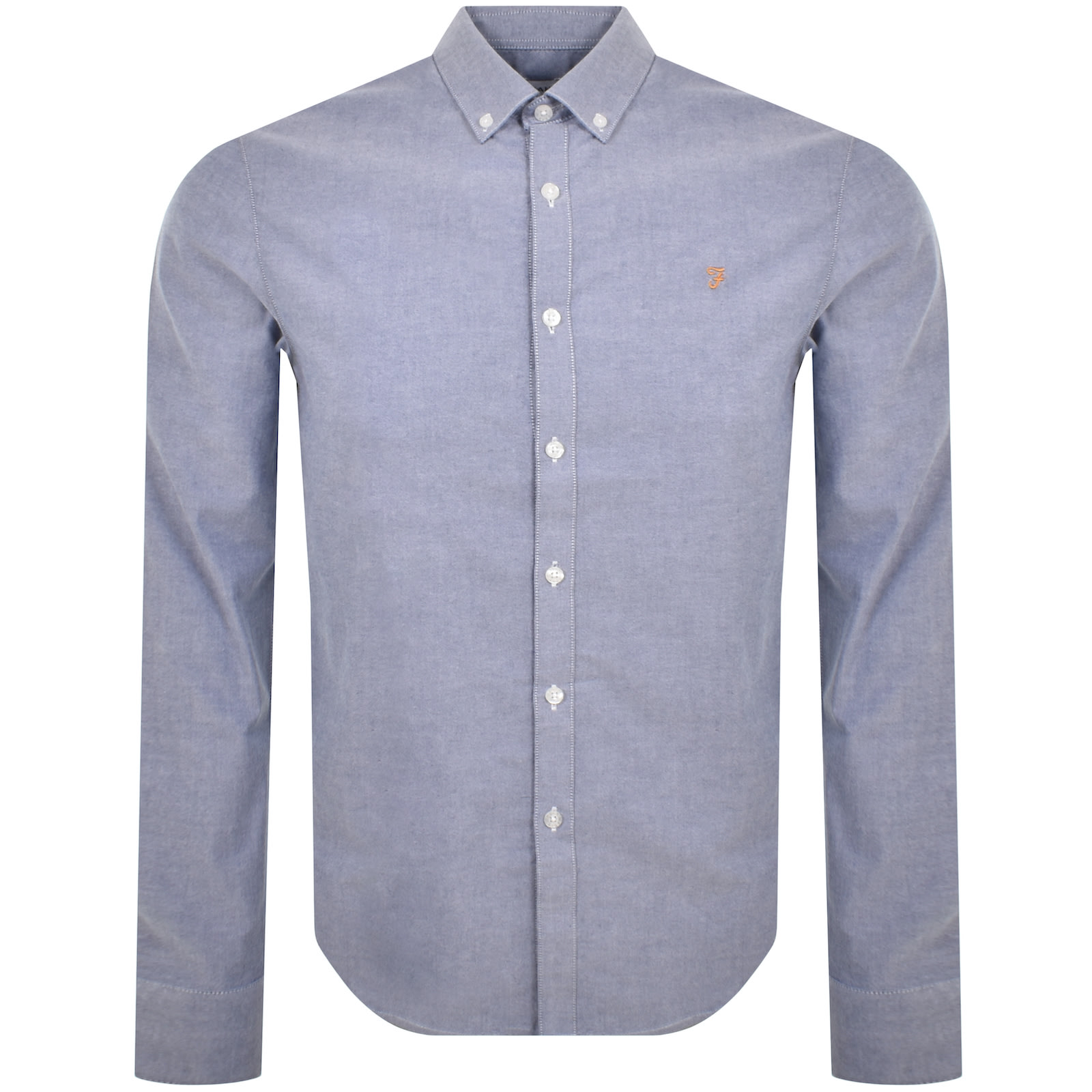 Shop Farah Vintage Brewer Long Sleeve Shirt Blue