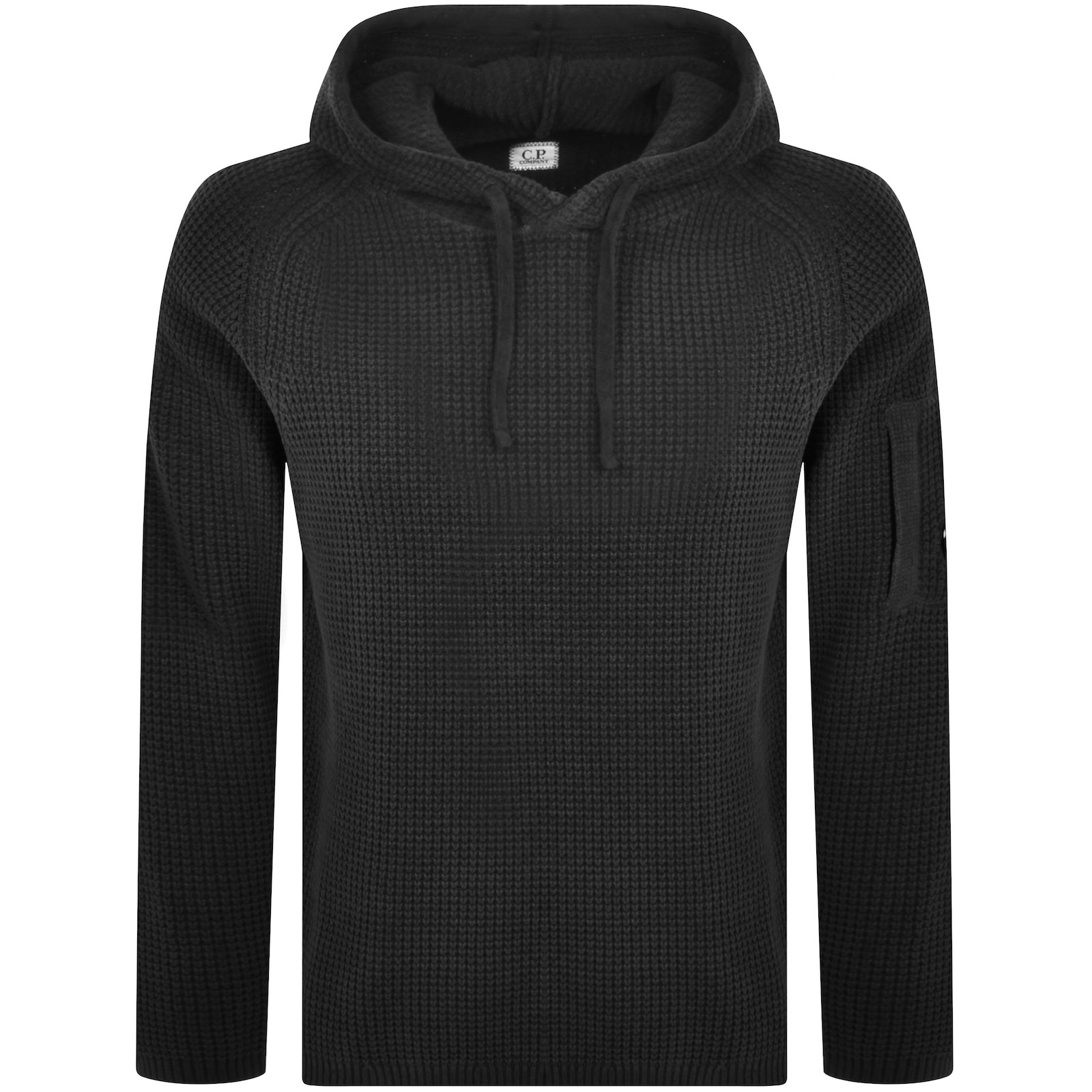 Shop C P Company Cp Company Chenille Knitted Hoodie In Black