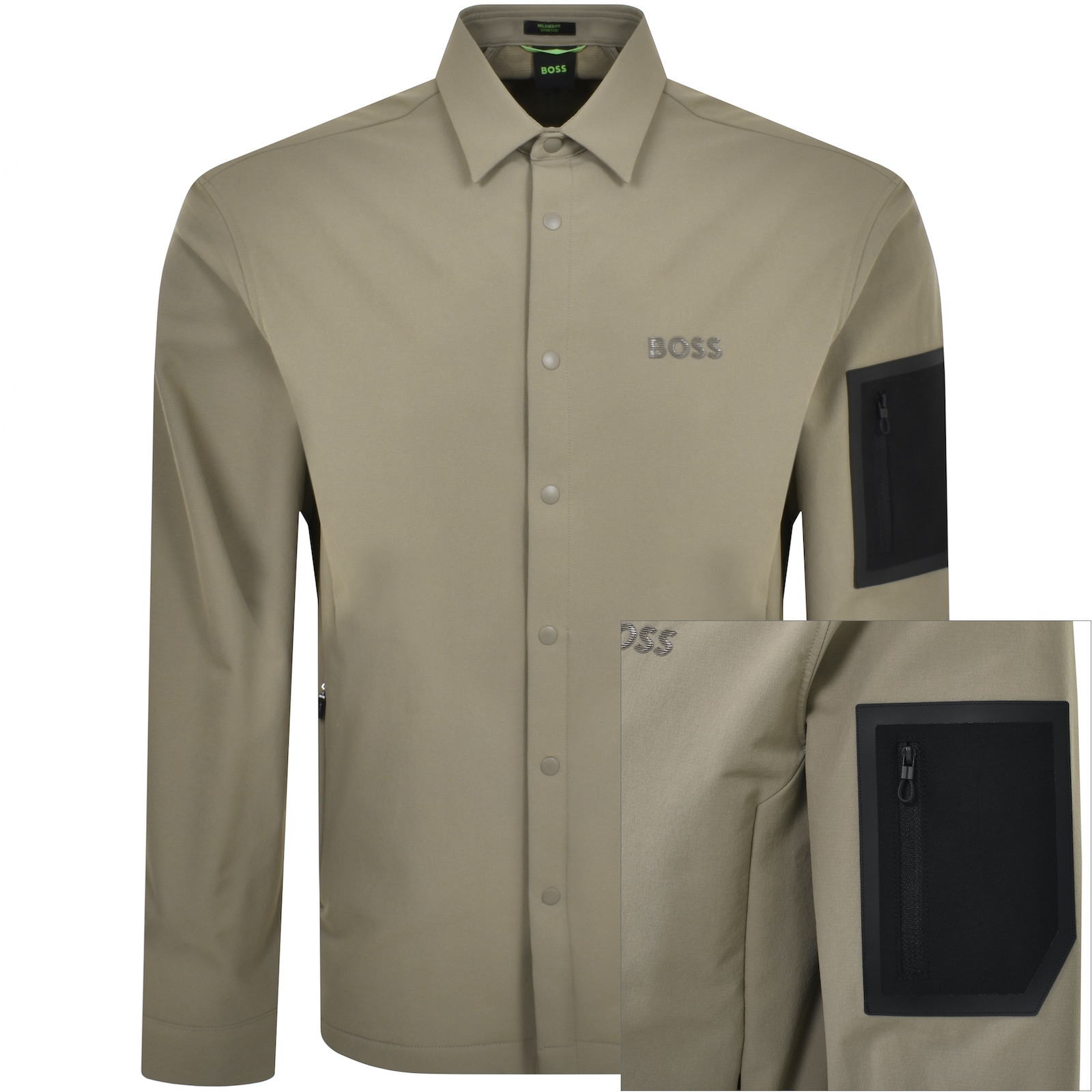 Shop Boss Athleisure Boss B Lite L Overshirt Khaki