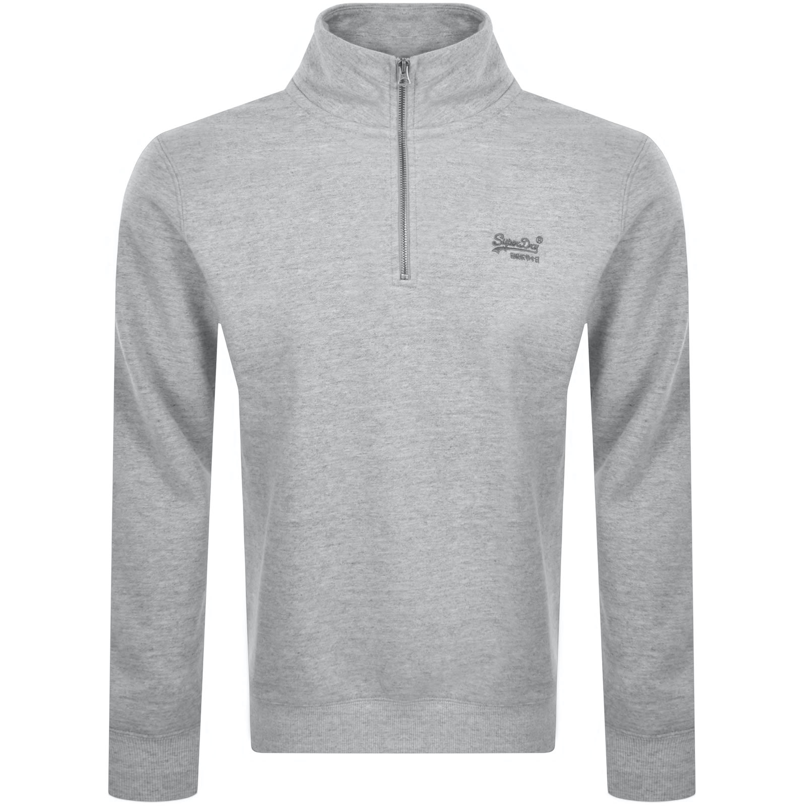 Shop Superdry Essential Logo Henley Sweatshirt Grey