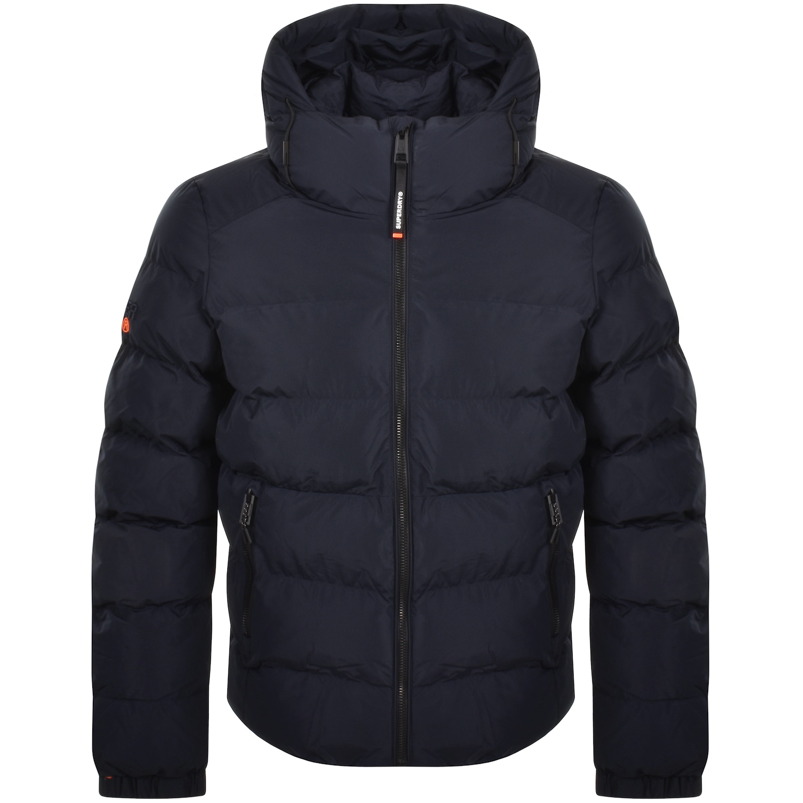 Shop Superdry Hooded Sports Puffer Jacket Navy