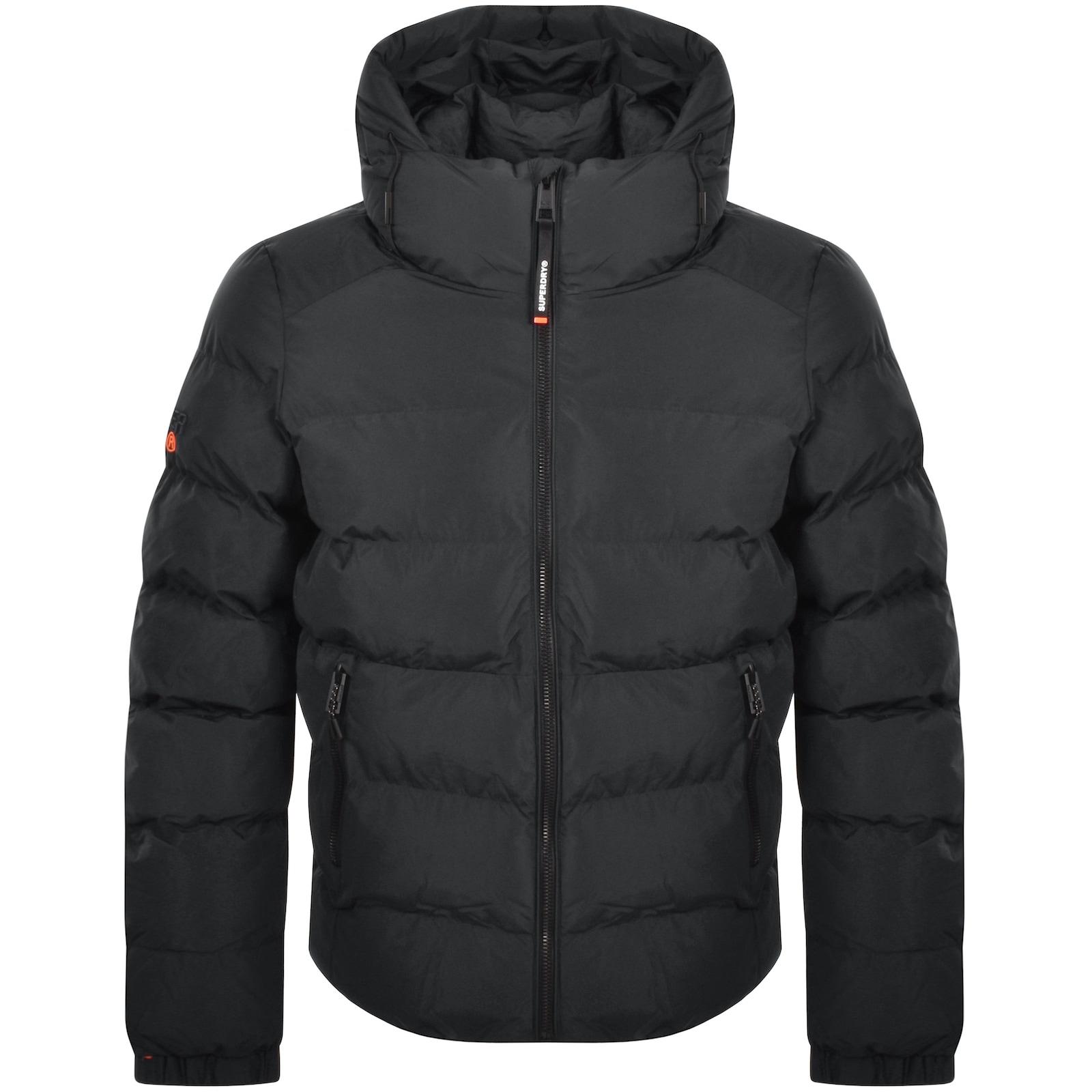 Shop Superdry Hooded Sports Puffer Jacket Grey