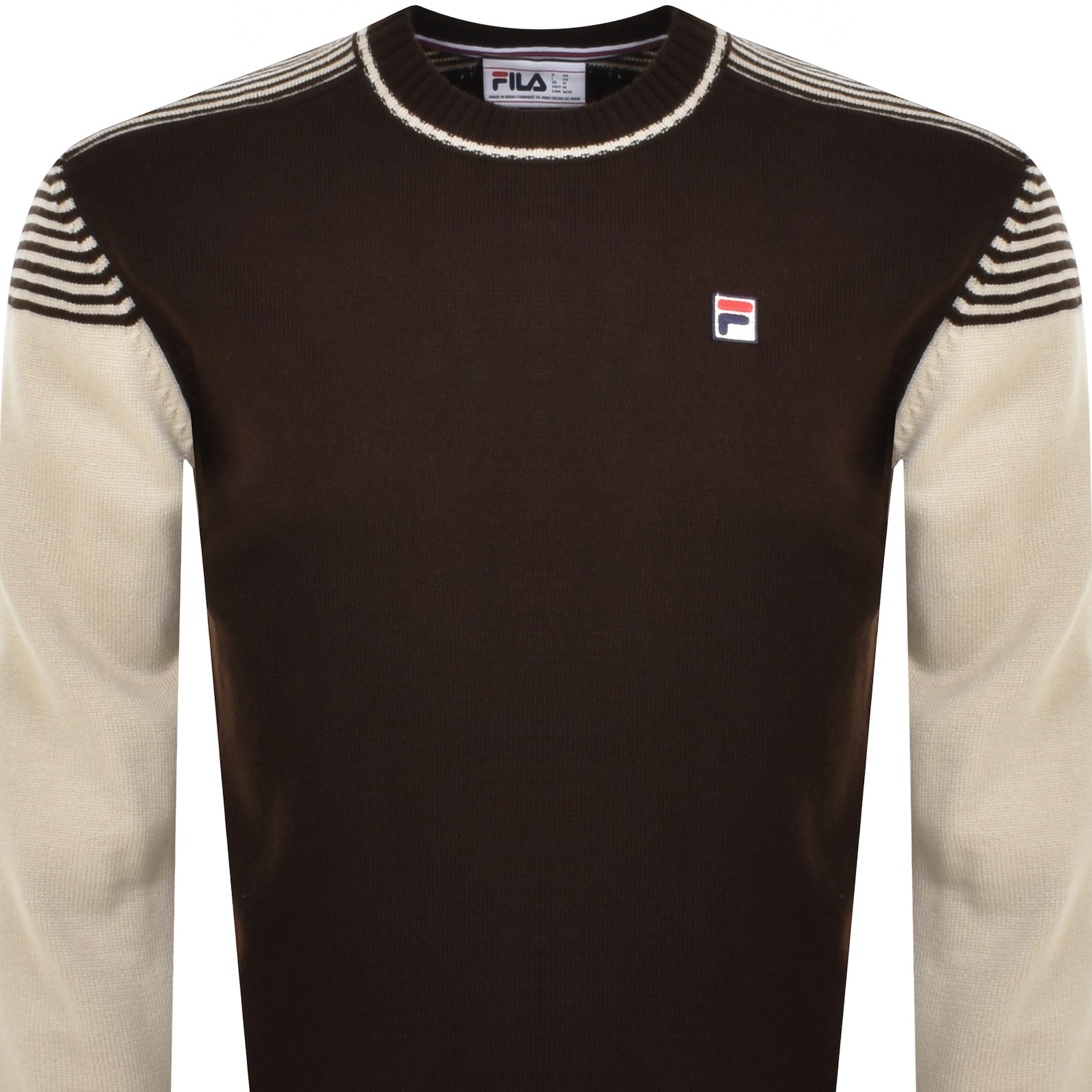 Shop Fila Vintage Fine Stripe Knit Jumper Brown