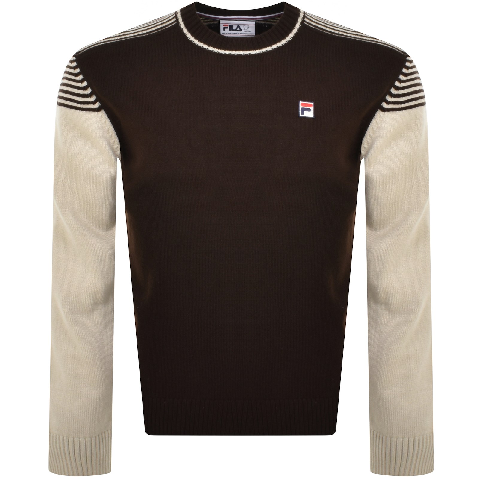 Shop Fila Vintage Fine Stripe Knit Jumper Brown