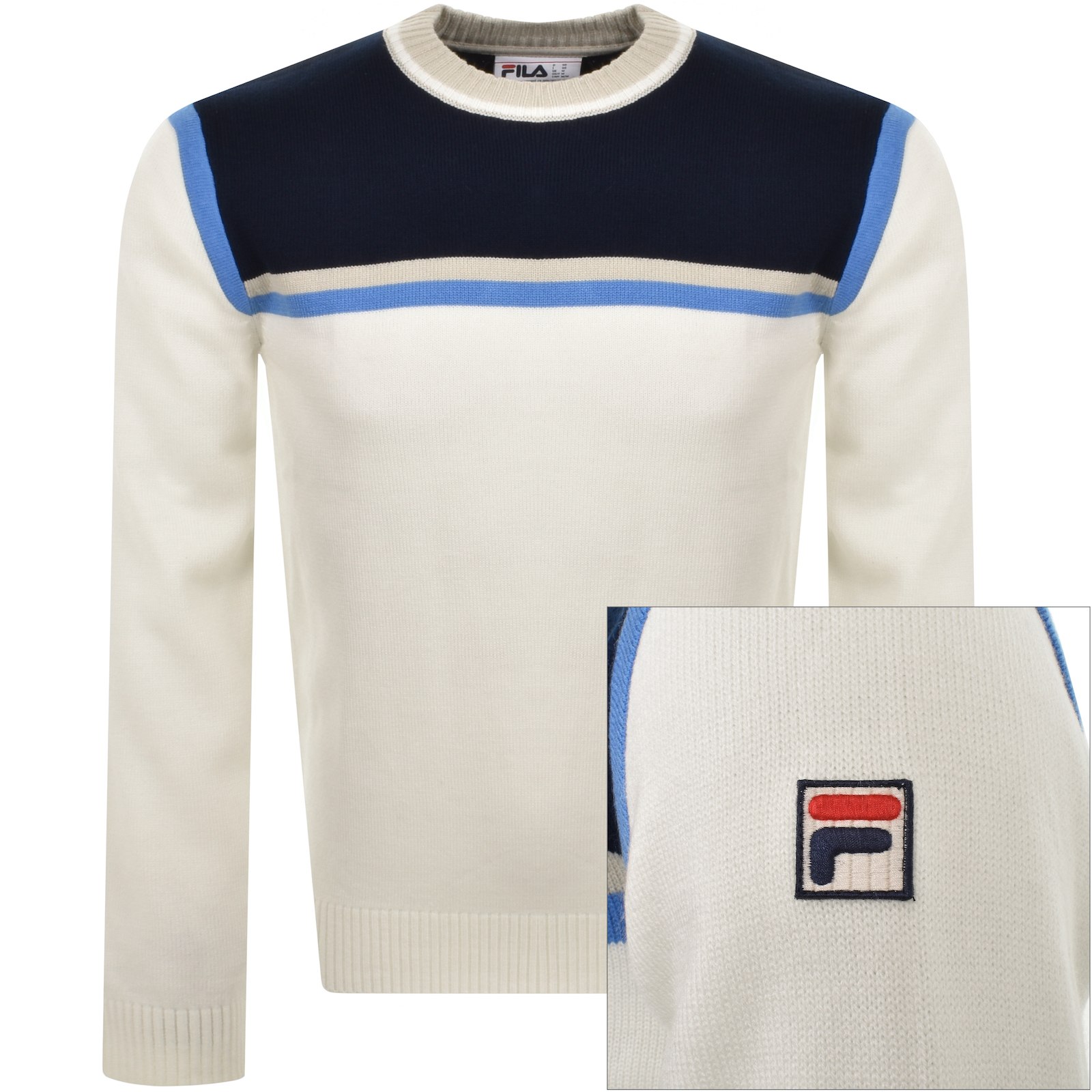 Shop Fila Vintage Stripe Crew Jumper Cream