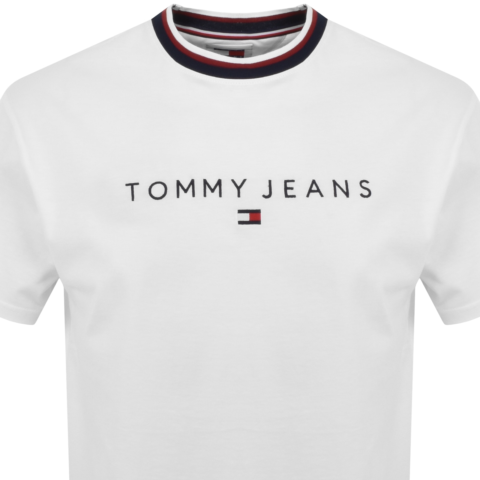 Shop Tommy Jeans Linear Ringer T Shirt White