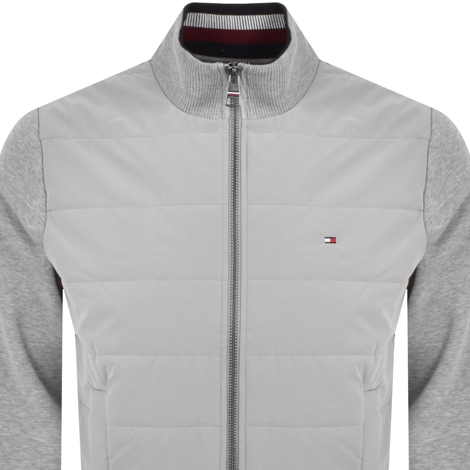 Shop Tommy Hilfiger Mix Media Hooded Jacket Grey