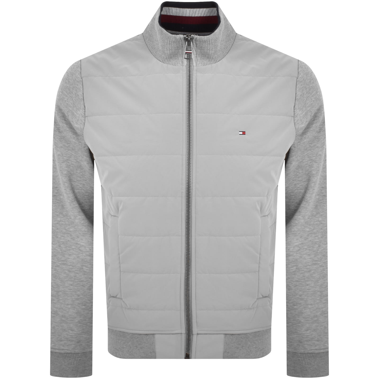 Shop Tommy Hilfiger Mix Media Hooded Jacket Grey