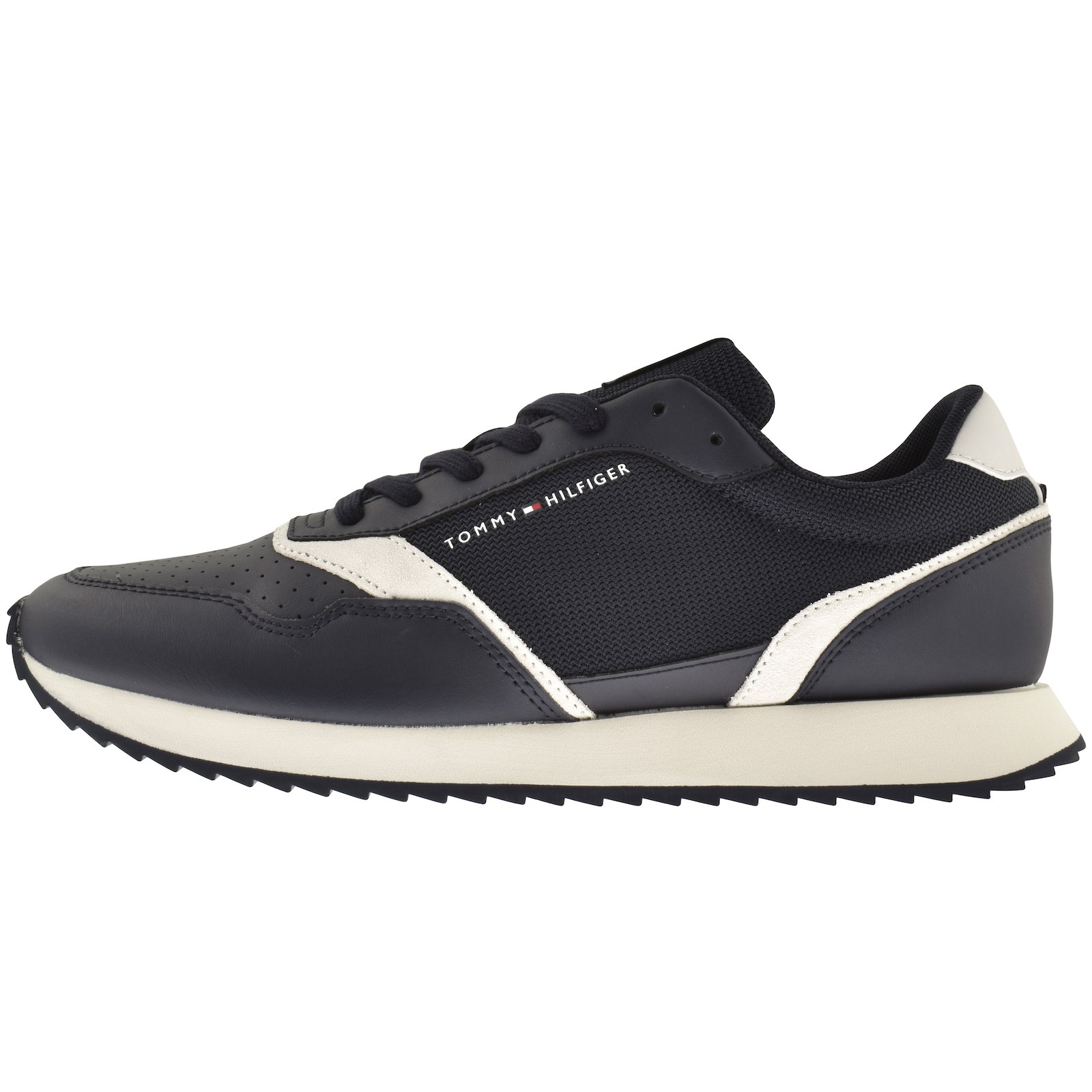 Shop Tommy Hilfiger Runner Evo Mix Trainers Navy