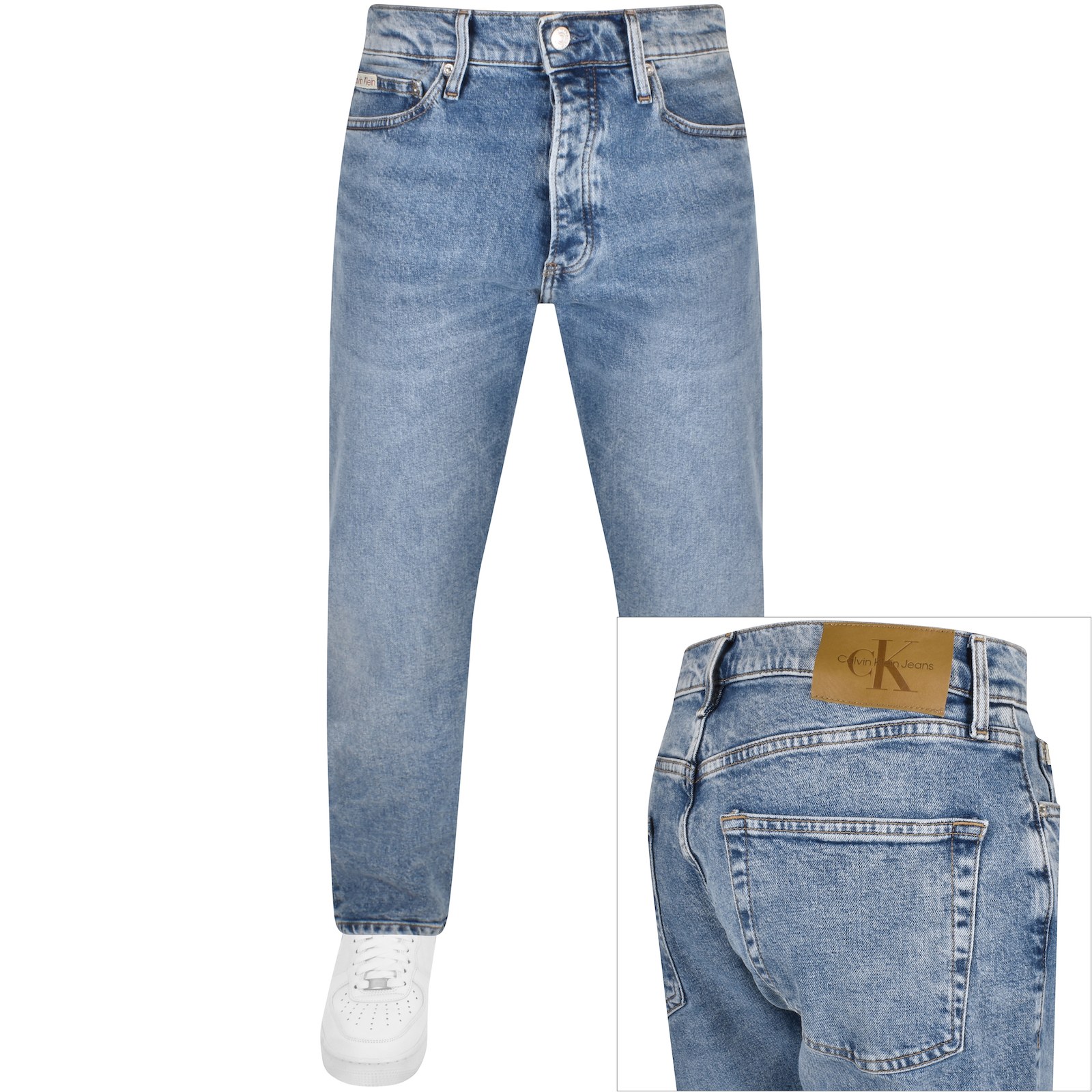 Shop Calvin Klein Jeans Standard Straight Jeans Blue