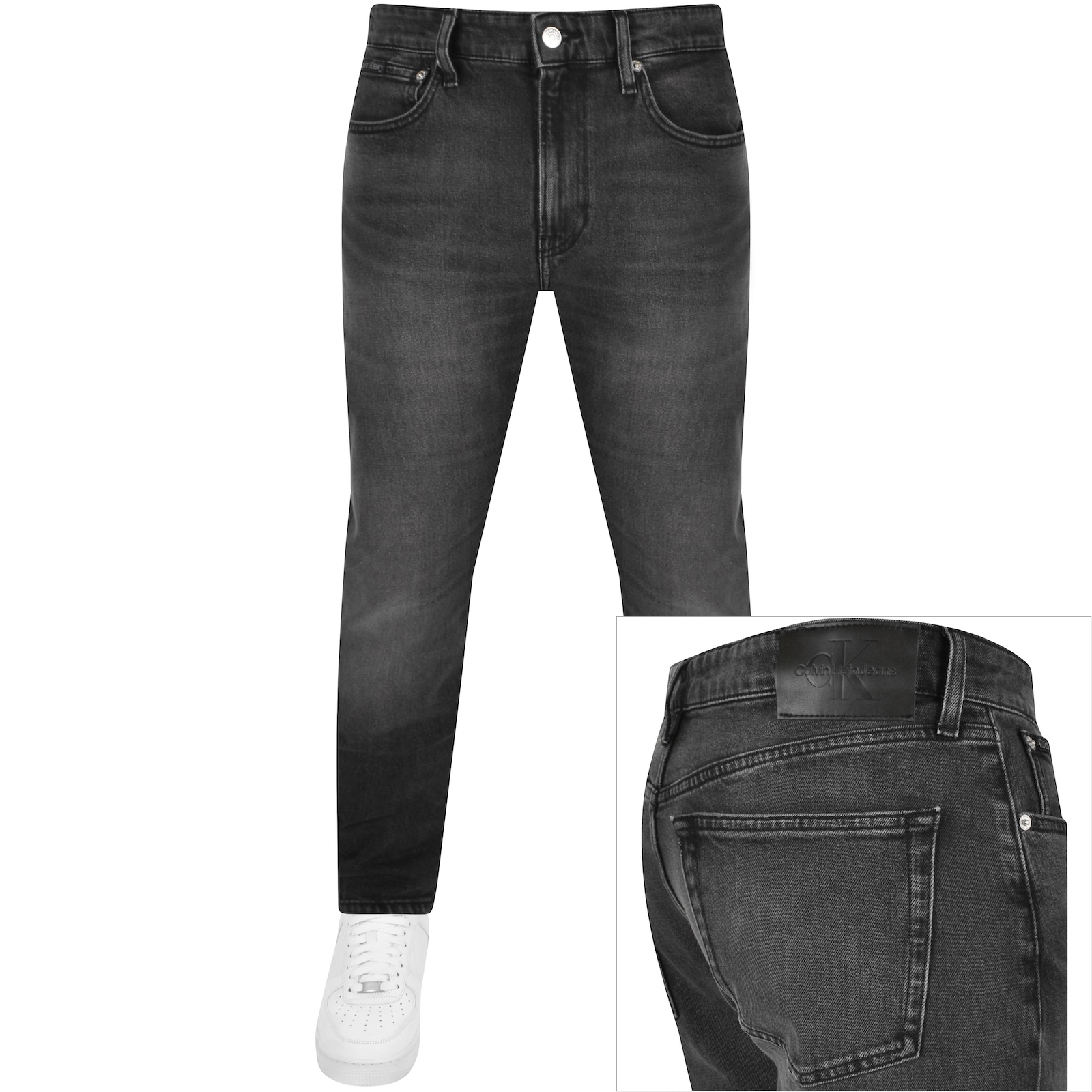 Shop Calvin Klein Jeans Slim Tapered Fit Jeans Grey