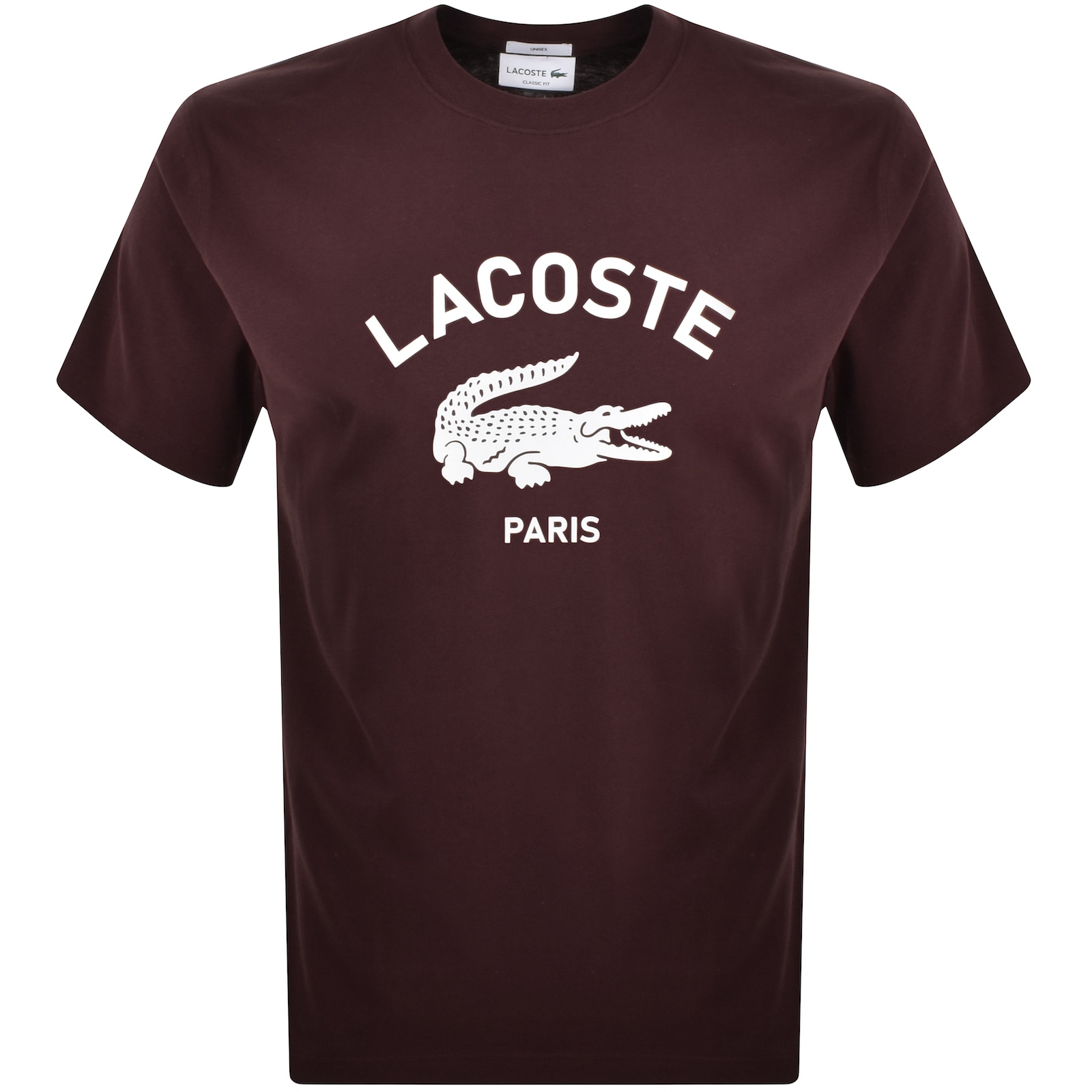 Shop Lacoste Paris Logo T Shirt Burgundy